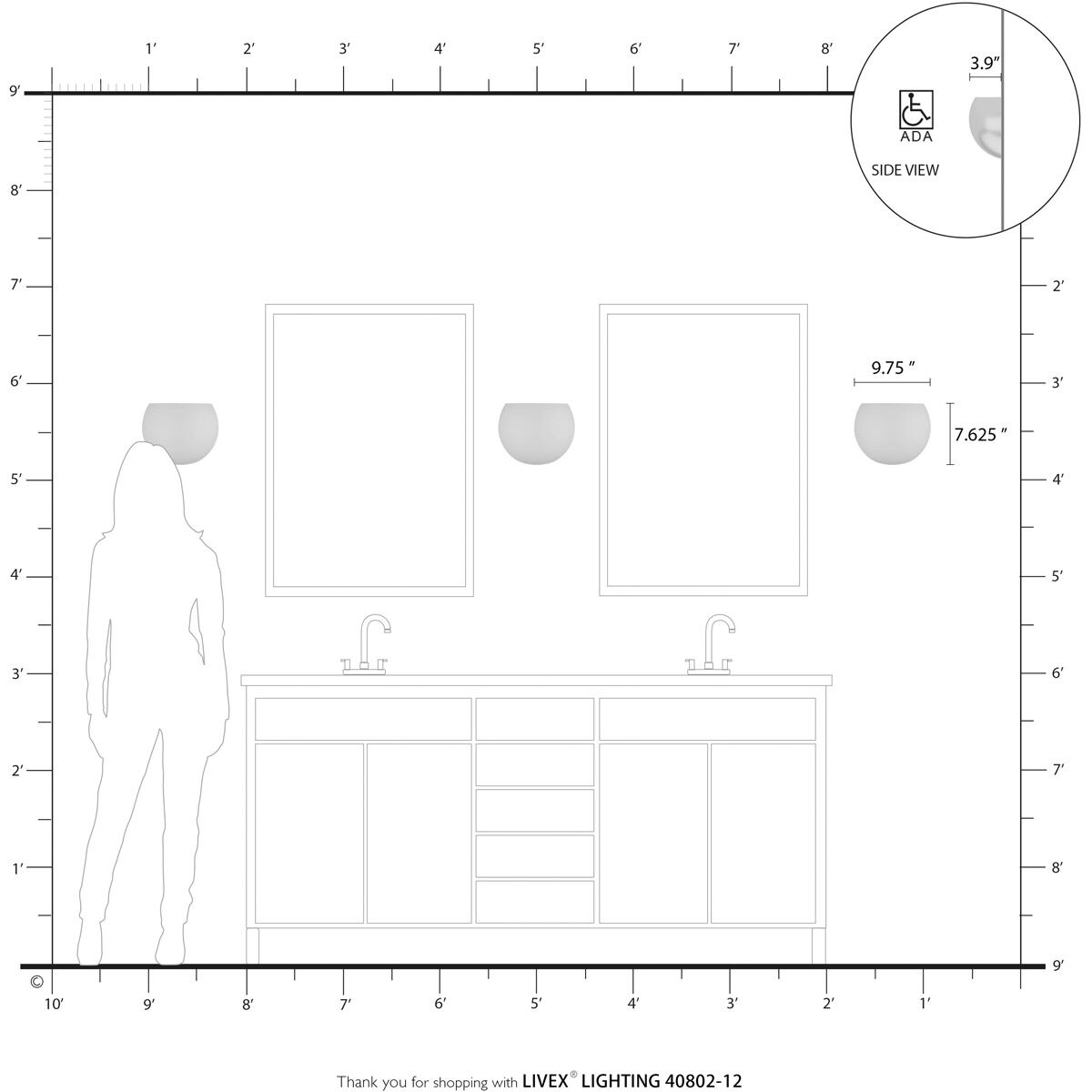Piedmont 1 Light 10 inch Satin Brass ADA Wall Sconce Wall Light