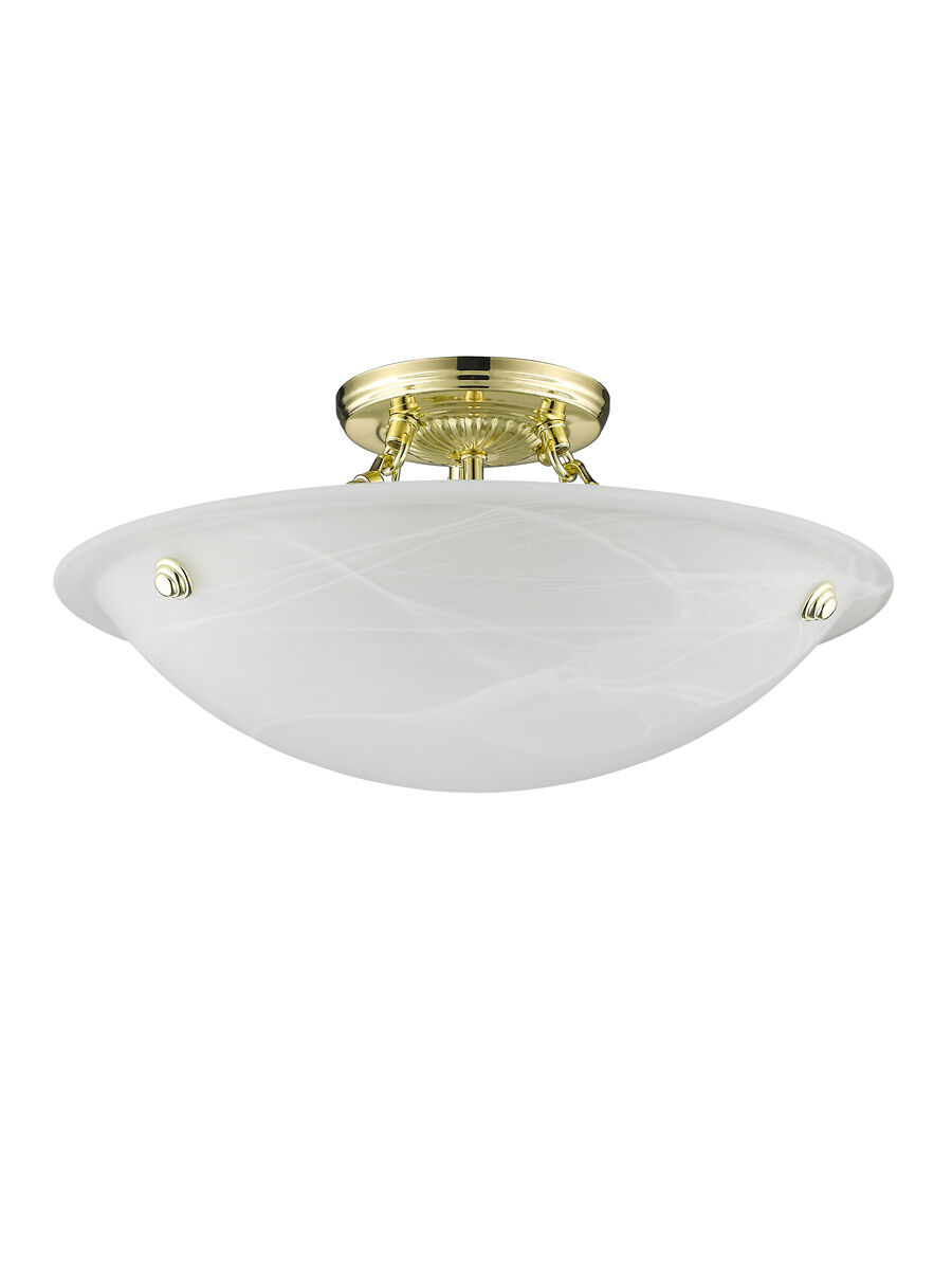 Oasis 3 Light 16 inch Polished Brass Semi-Flush Mount Ceiling Light
