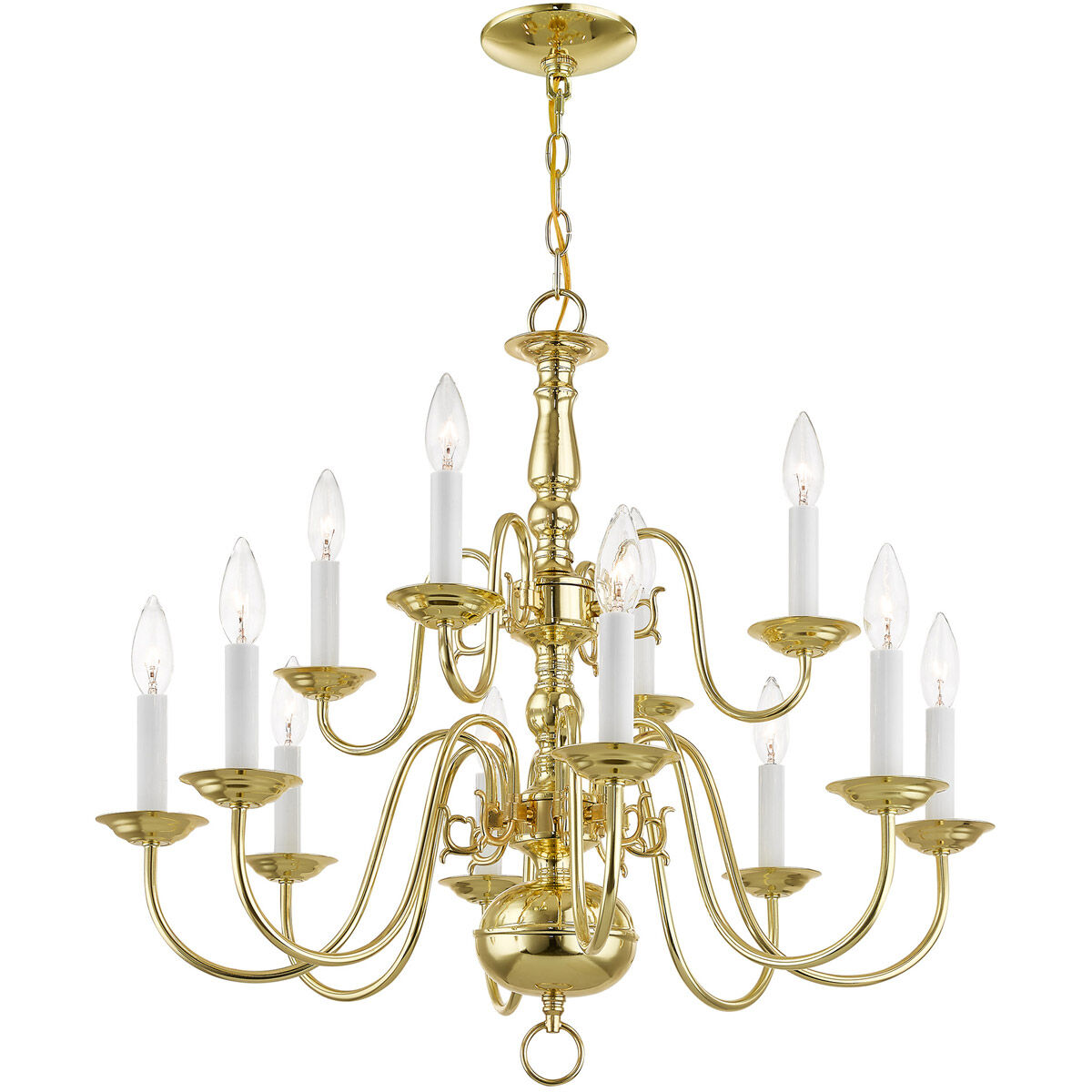 Williamsburgh 12 Light 26 inch Polished Brass Chandelier Ceiling Light
