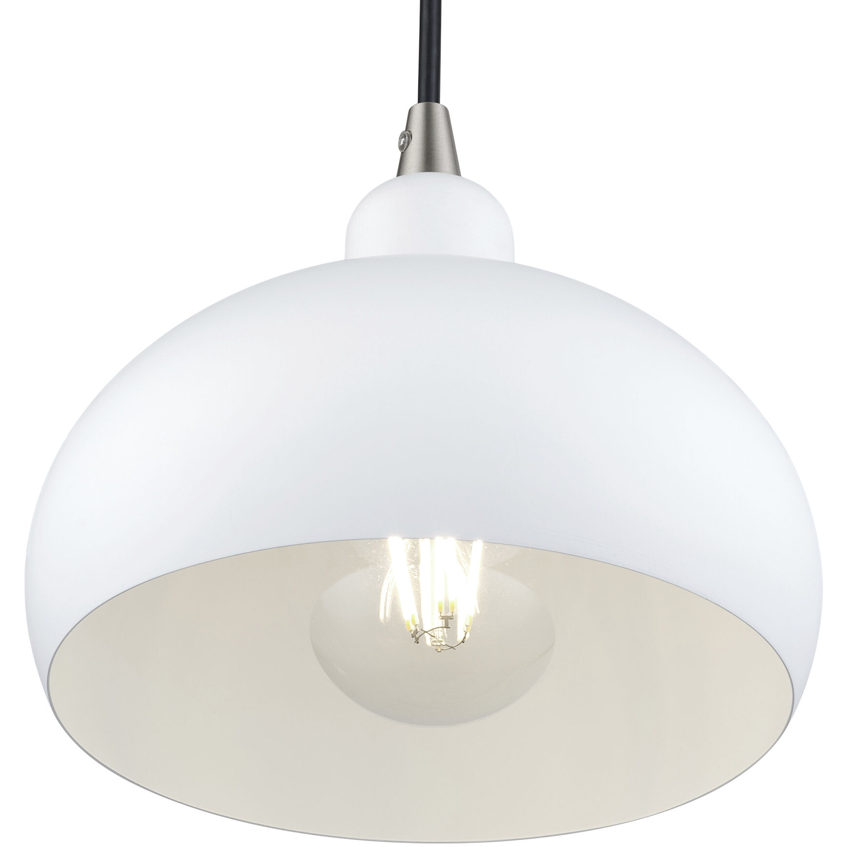 Domma 1 Light 8 inch White with Brushed Nickel Accents Mini Pendant Ceiling Light