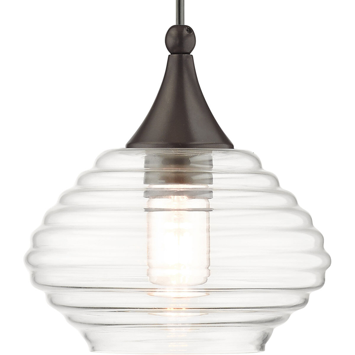 Art Glass 1 Light 8 inch English Bronze Mini Pendant Ceiling Light in Shiny Dark Gray