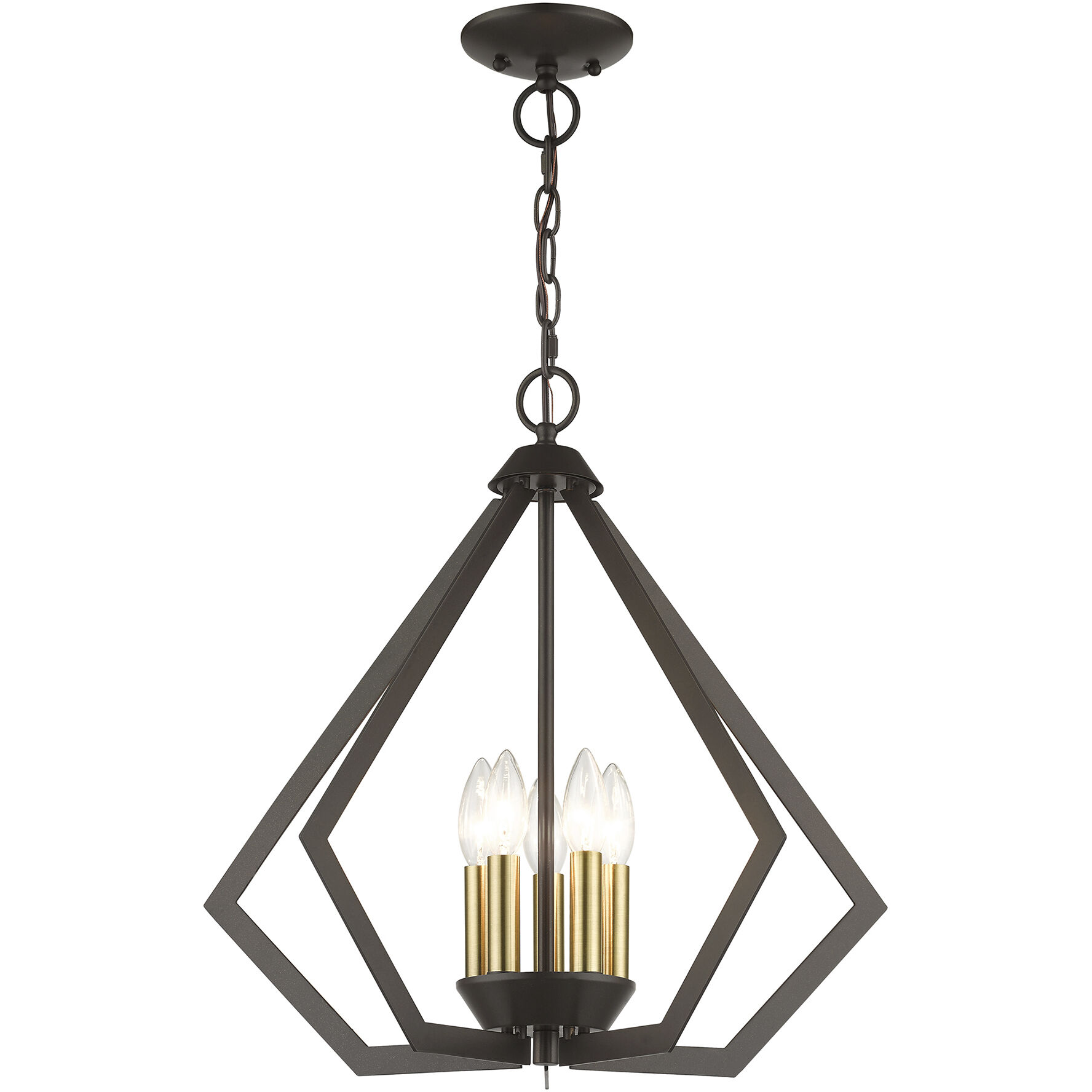 Prism 5 Light 20 inch English Bronze with Antique Brass Finish Accents Chandelier Ceiling Light