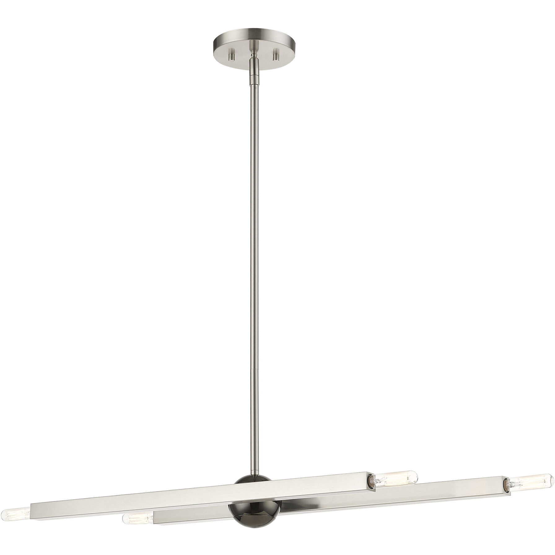Monaco 4 Light 28 inch Brushed Nickel with Black Chrome Finish Accent Linear Chandelier Ceiling Light