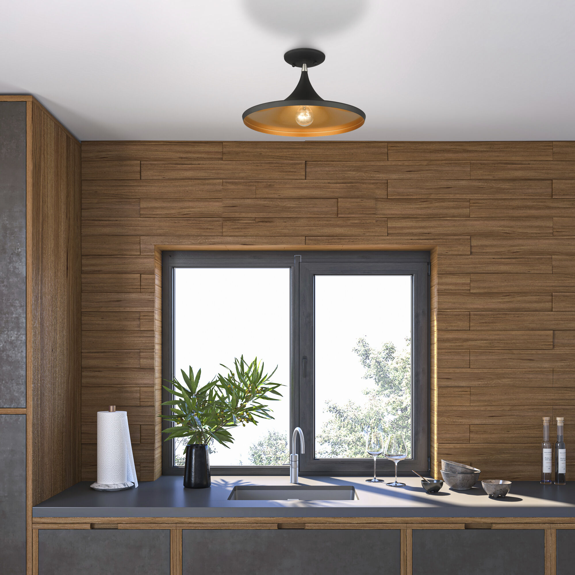 Livex Lighting 41189-04 Waldorf 1 Light 14 inch Black with Brushed