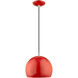 Allison 1 Light 10 inch Shiny Red Mini Pendant Ceiling Light