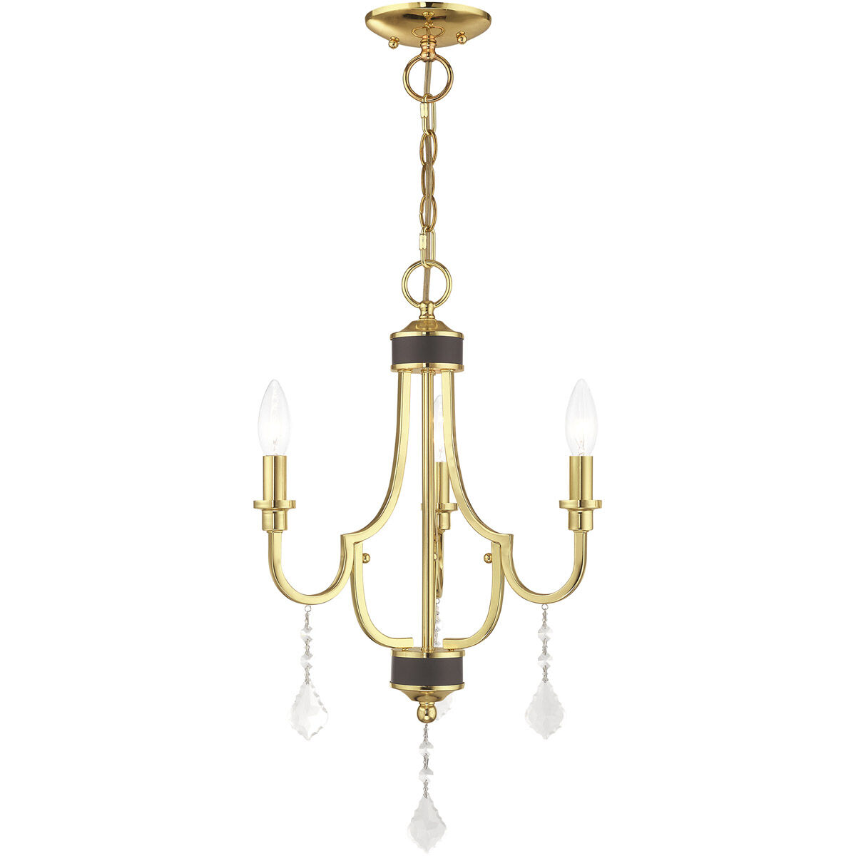 Glendale 3 Light 14 inch Polished Brass Mini Chandelier Ceiling Light