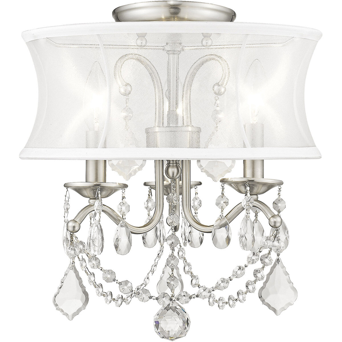 Newcastle 3 Light 13 inch Brushed Nickel Convertible Mini Chandelier/Ceiling Mount Ceiling Light
