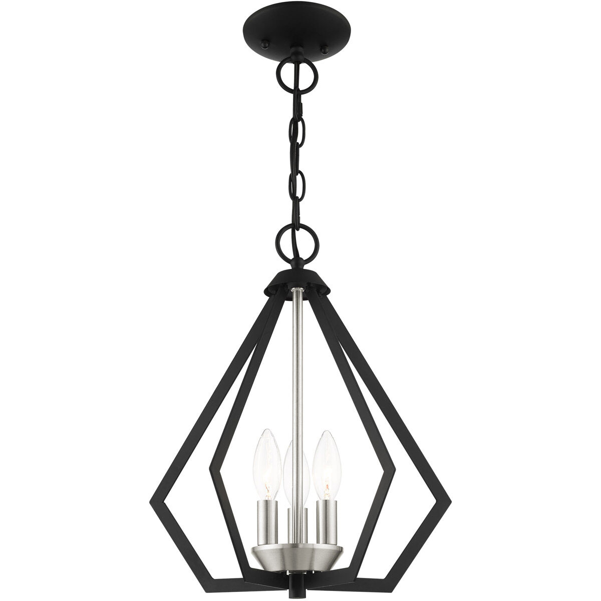 Prism 3 Light 14 inch Black with Brushed Nickel Cluster Convertible Semi Flush/Pendant Ceiling Light
