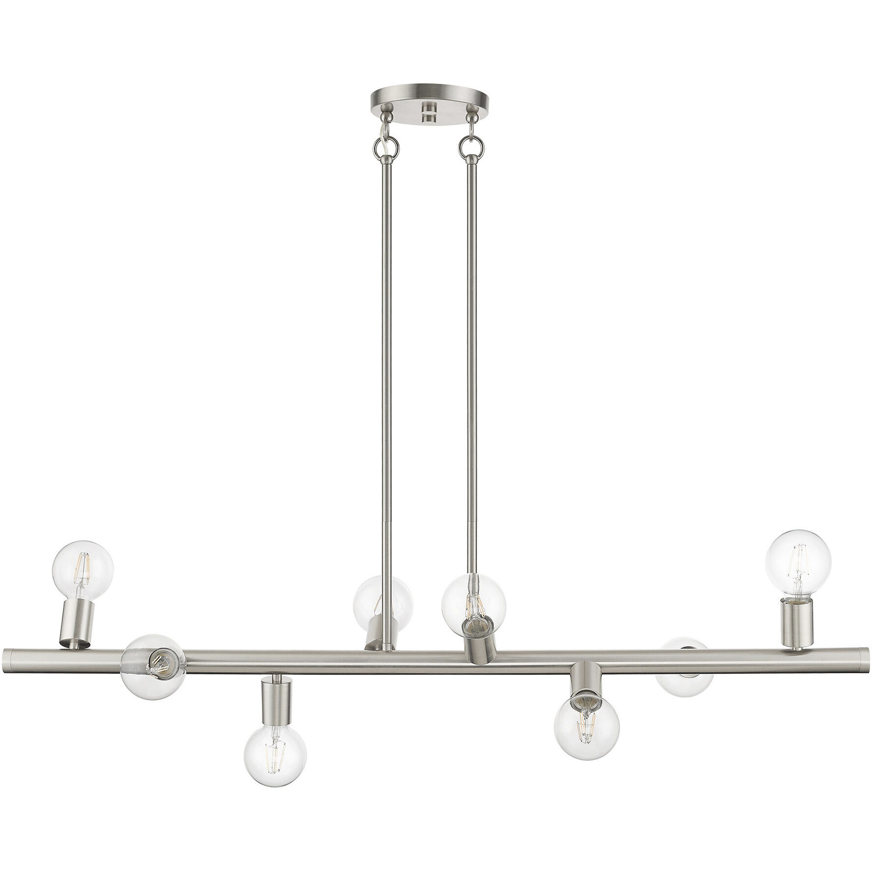 Bannister 8 Light 42 inch Brushed Nickel Linear Chandelier Ceiling Light, Large