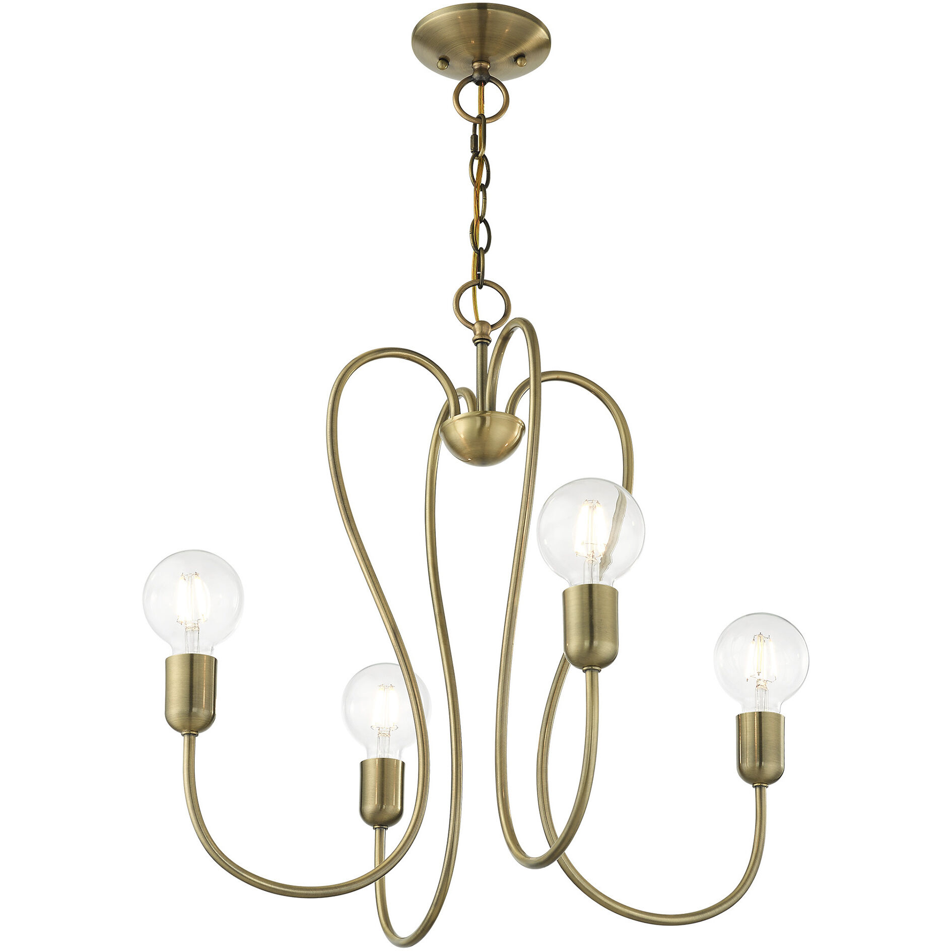 Lucerne 4 Light 20 inch Antique Brass Chandelier Ceiling Light