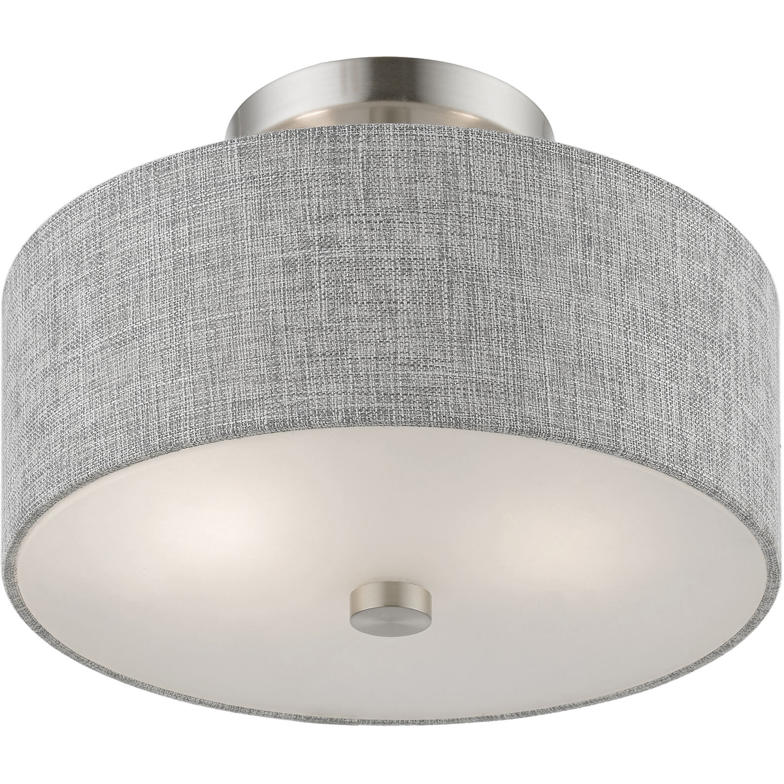 Dakota 2 Light 11 inch Brushed Nickel with Shiny White Accents Semi-Flush Ceiling Light