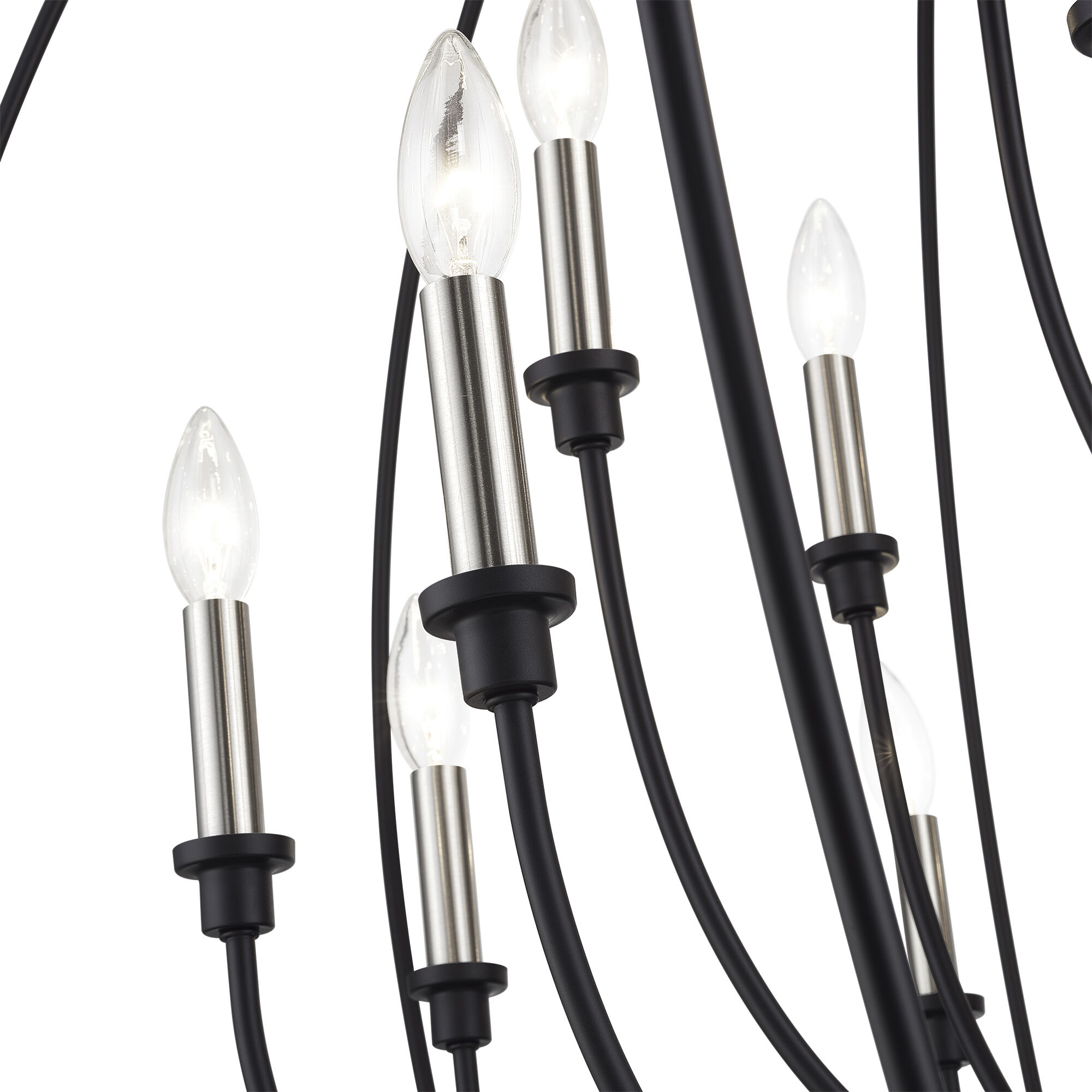 Milania 19 Light 48 inch Black with Brushed Nickel Accents Foyer Chandelier Ceiling Light