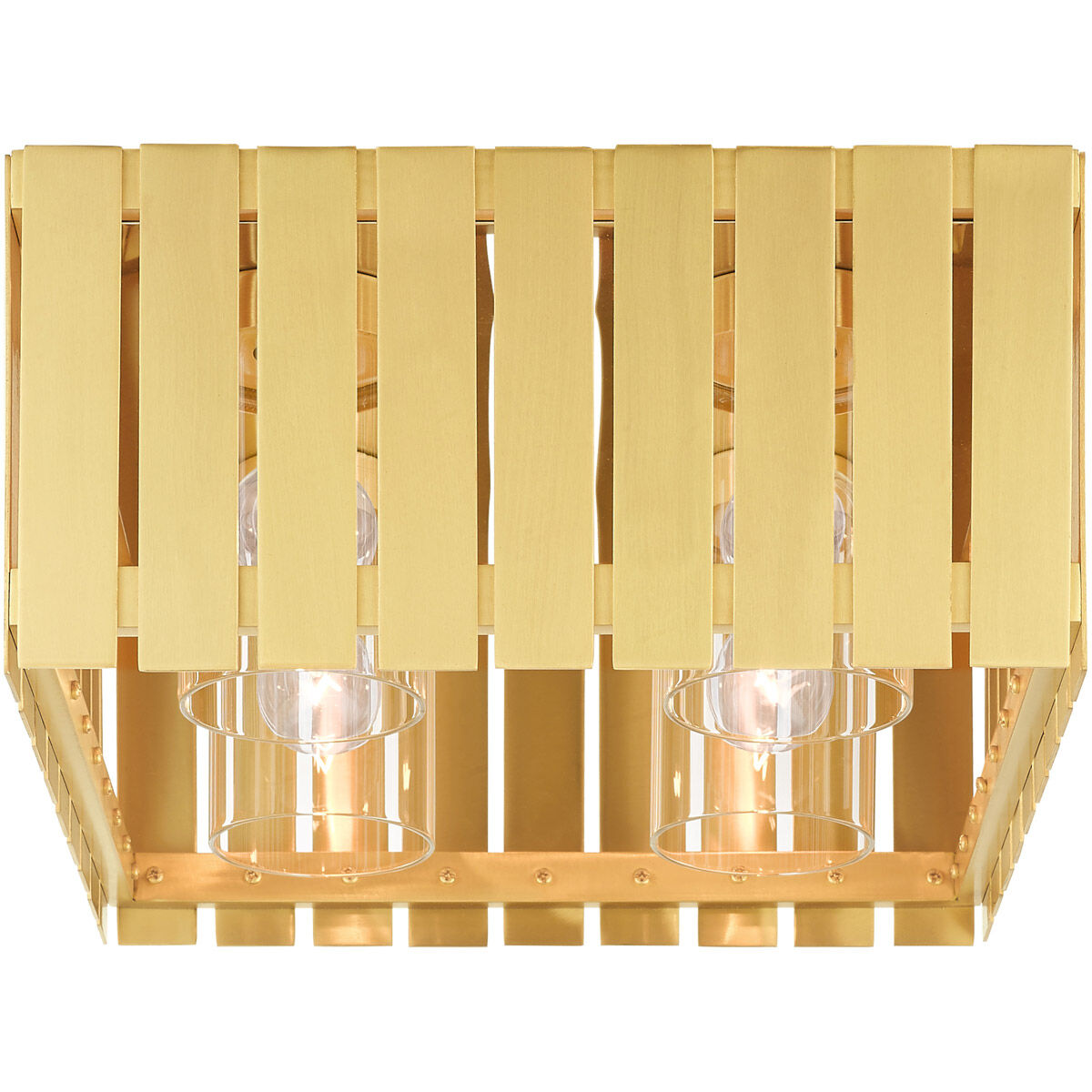 Greenwich 4 Light 13 inch Satin Brass Outdoor Flush Mount