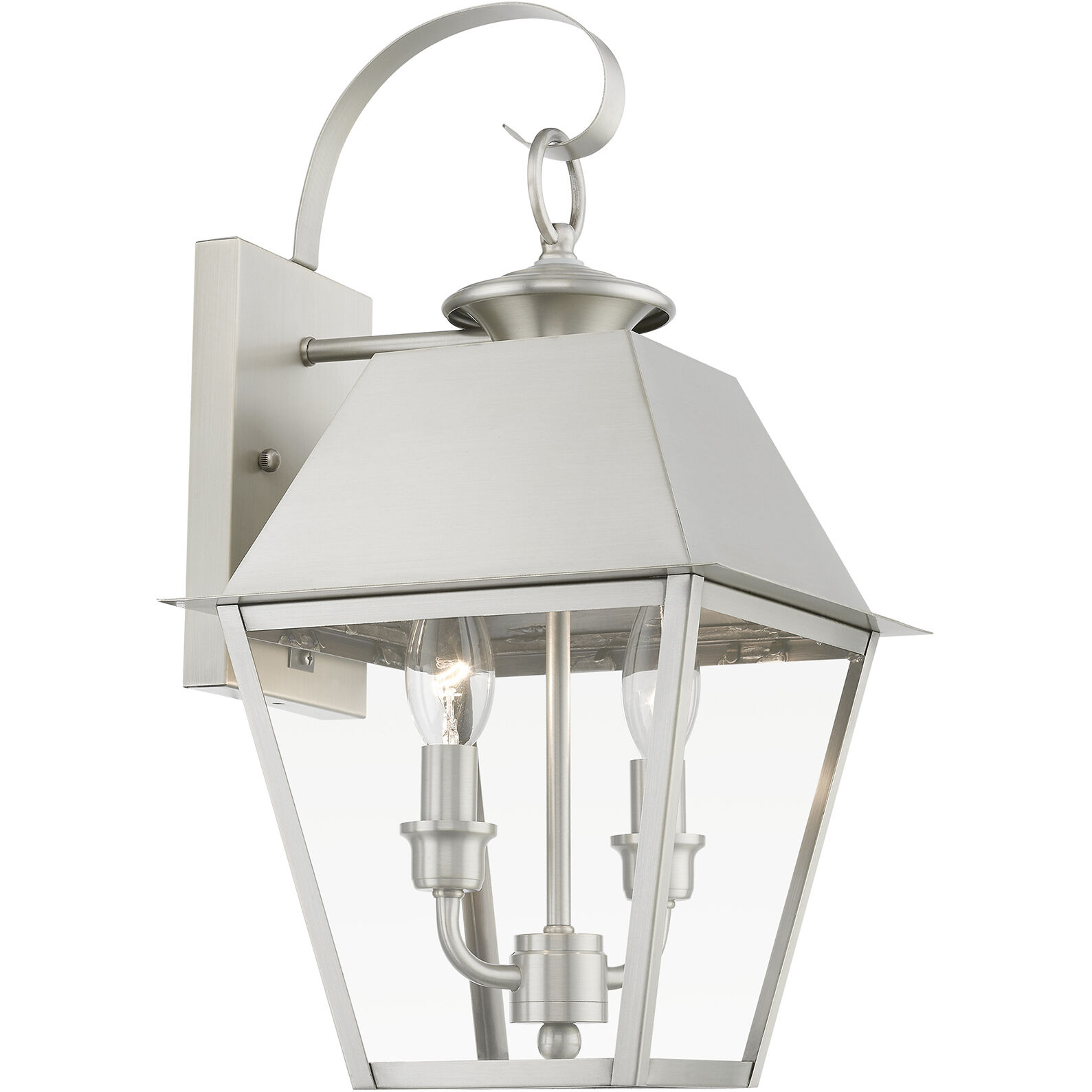 Wentworth 2 Light 17 inch Brushed Nickel Outdoor Wall Lantern, Medium