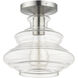 Everett 1 Light 9 inch Brushed Nickel with Chrome Finish Accents Semi-Flush Ceiling Light