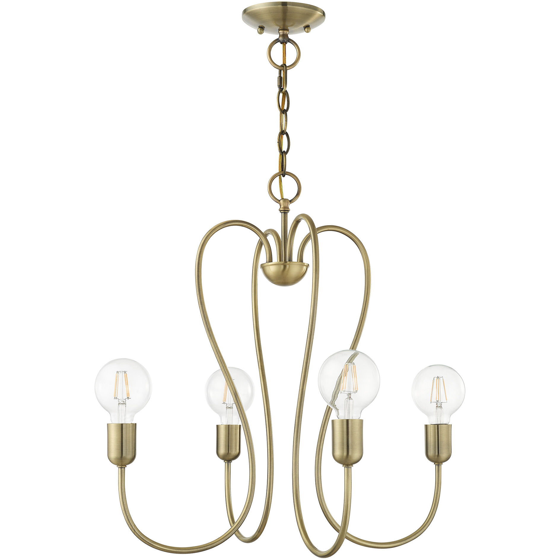 Lucerne 4 Light 20 inch Antique Brass Chandelier Ceiling Light