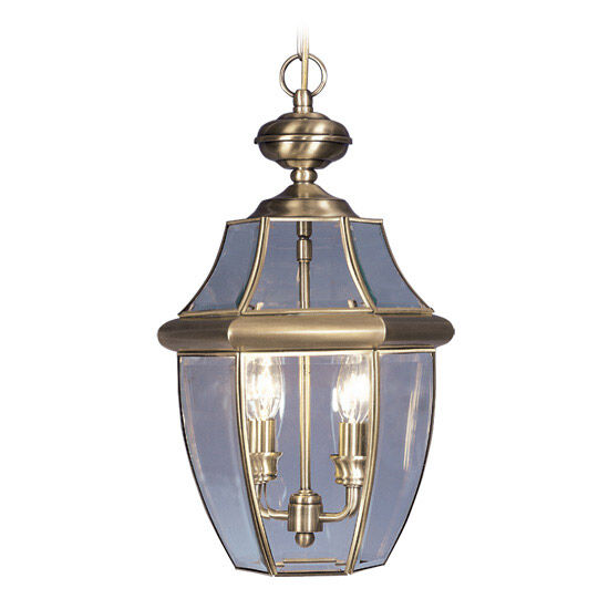 Monterey 2 Light 11 inch Antique Brass Outdoor Pendant Lantern