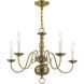 Williamsburgh 5 Light 24 inch Antique Brass Chandelier Ceiling Light