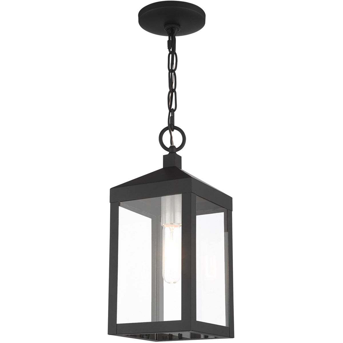 Nyack 1 Light 6 inch Black with Brushed Nickel Cluster Outdoor Pendant Lantern