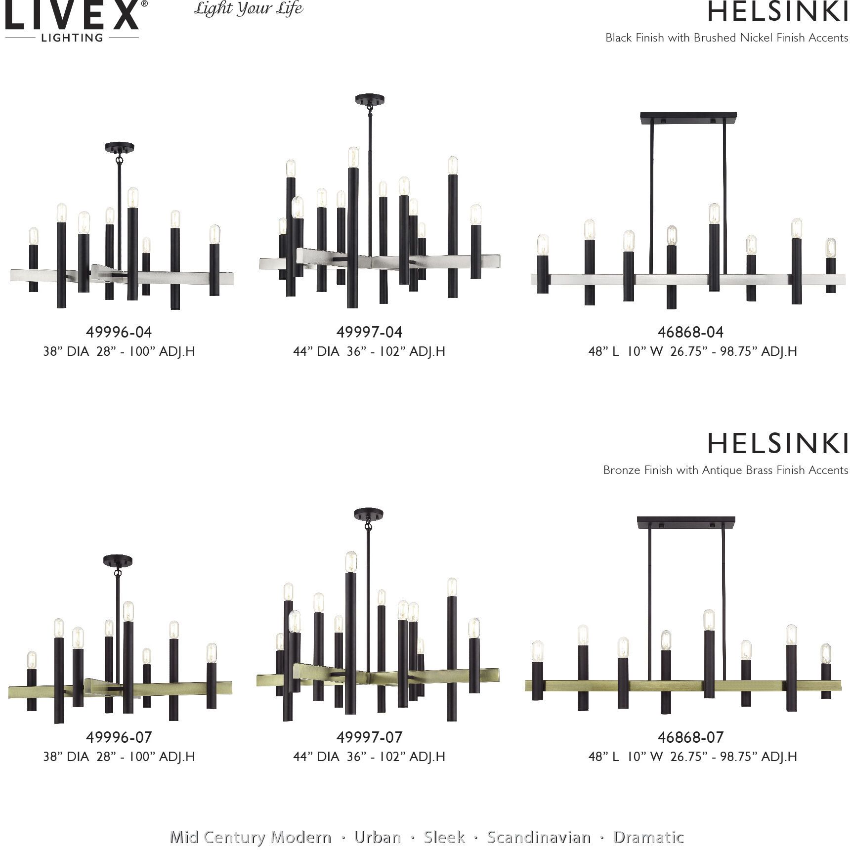 Helsinki 8 Light 38 inch Bronze with Antique Brass Accents Chandelier Ceiling Light