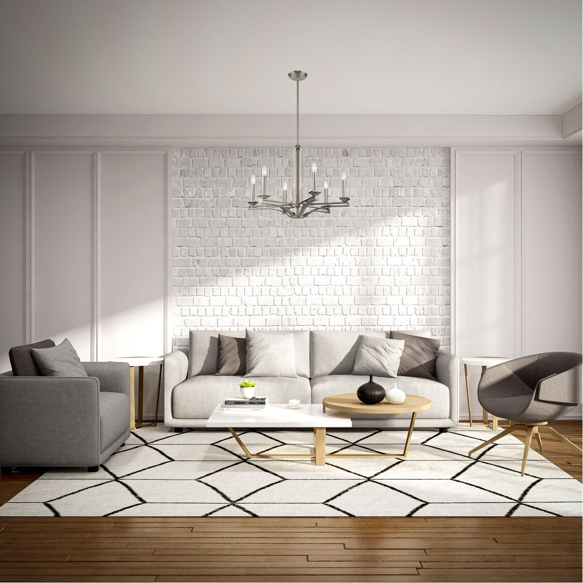 Trumbull 6 Light 26 inch Brushed Nickel Chandelier Ceiling Light