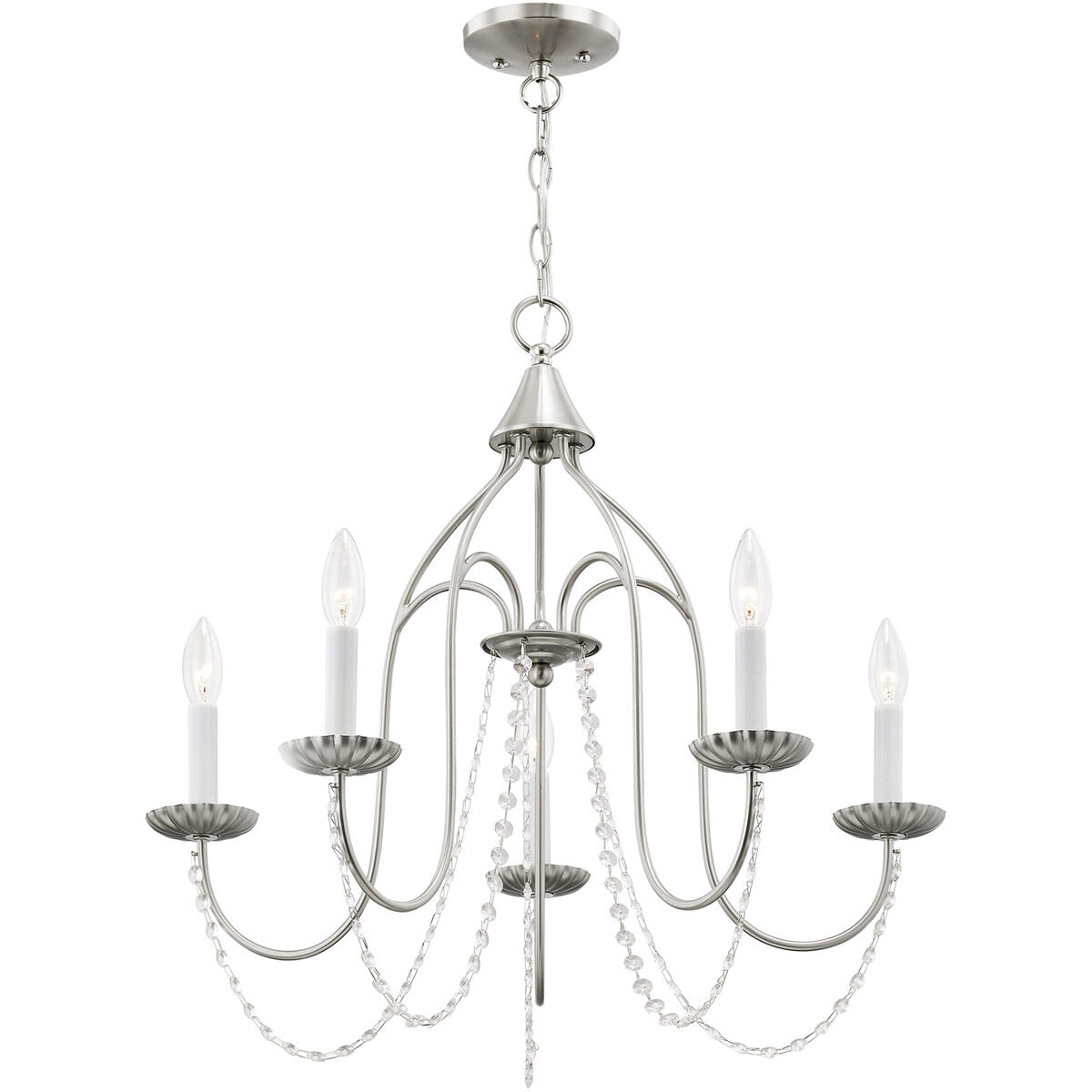 Alessia 5 Light 24 inch Brushed Nickel Chandelier Ceiling Light