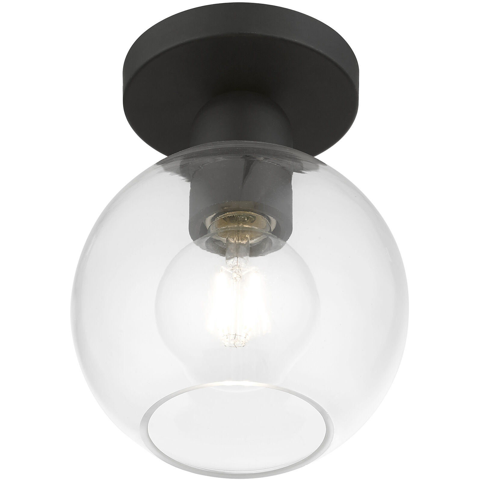 Downtown 1 Light 7 inch Black Semi-Flush Ceiling Light, Sphere