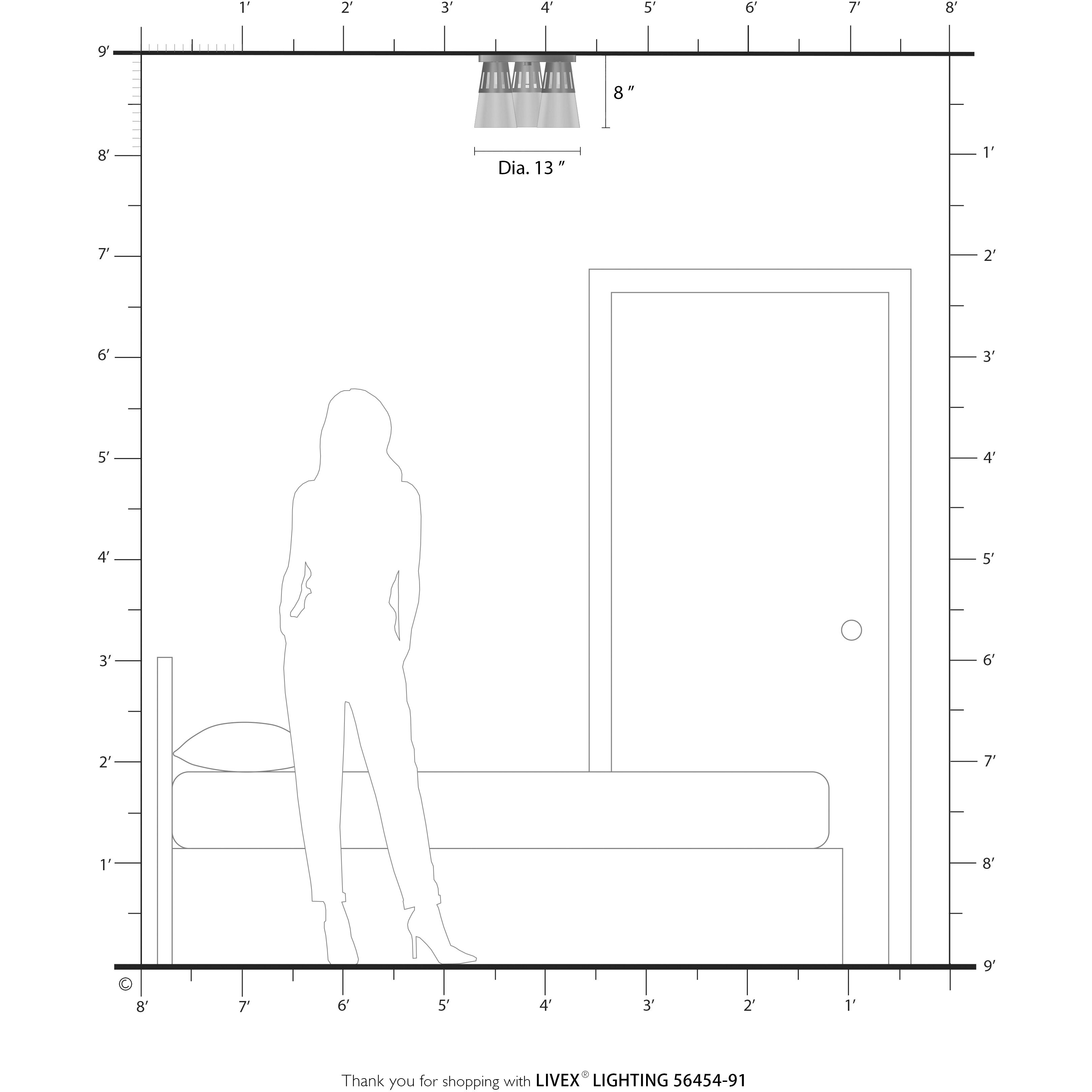 Bennington 3 Light 13 inch Brushed Nickel Flush Mount Ceiling Light