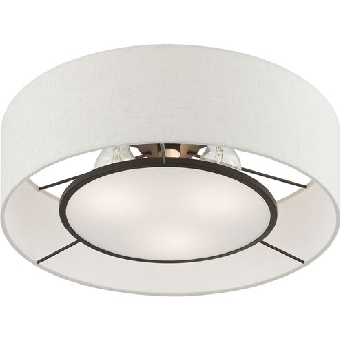 Ellsworth 3 Light 17 inch Brushed Nickel with Shiny White Accents Semi-Flush Ceiling Light