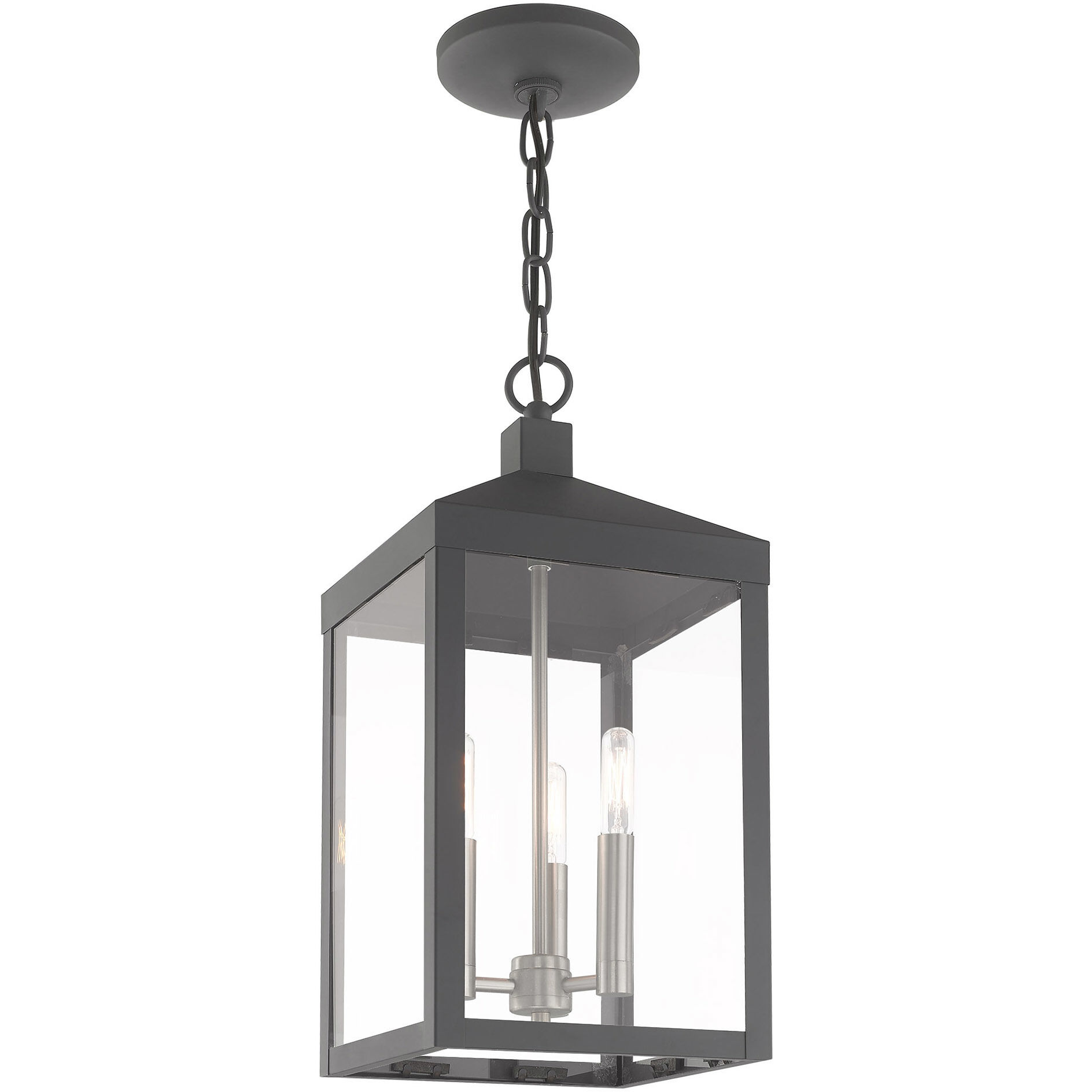 Nyack 3 Light 8.25 inch Scandinavian Gray Outdoor Pendant Lantern