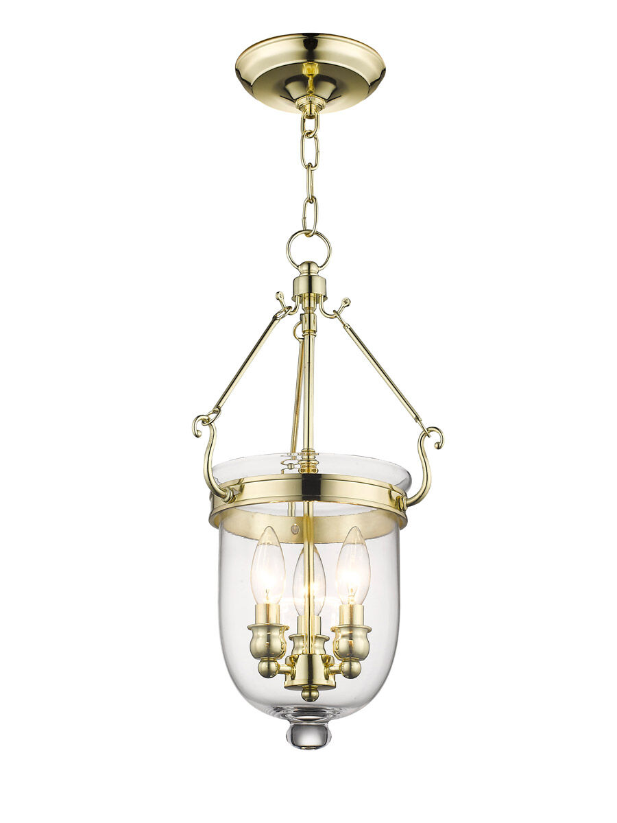 Jefferson 3 Light 10 inch Polished Brass Chain Lantern