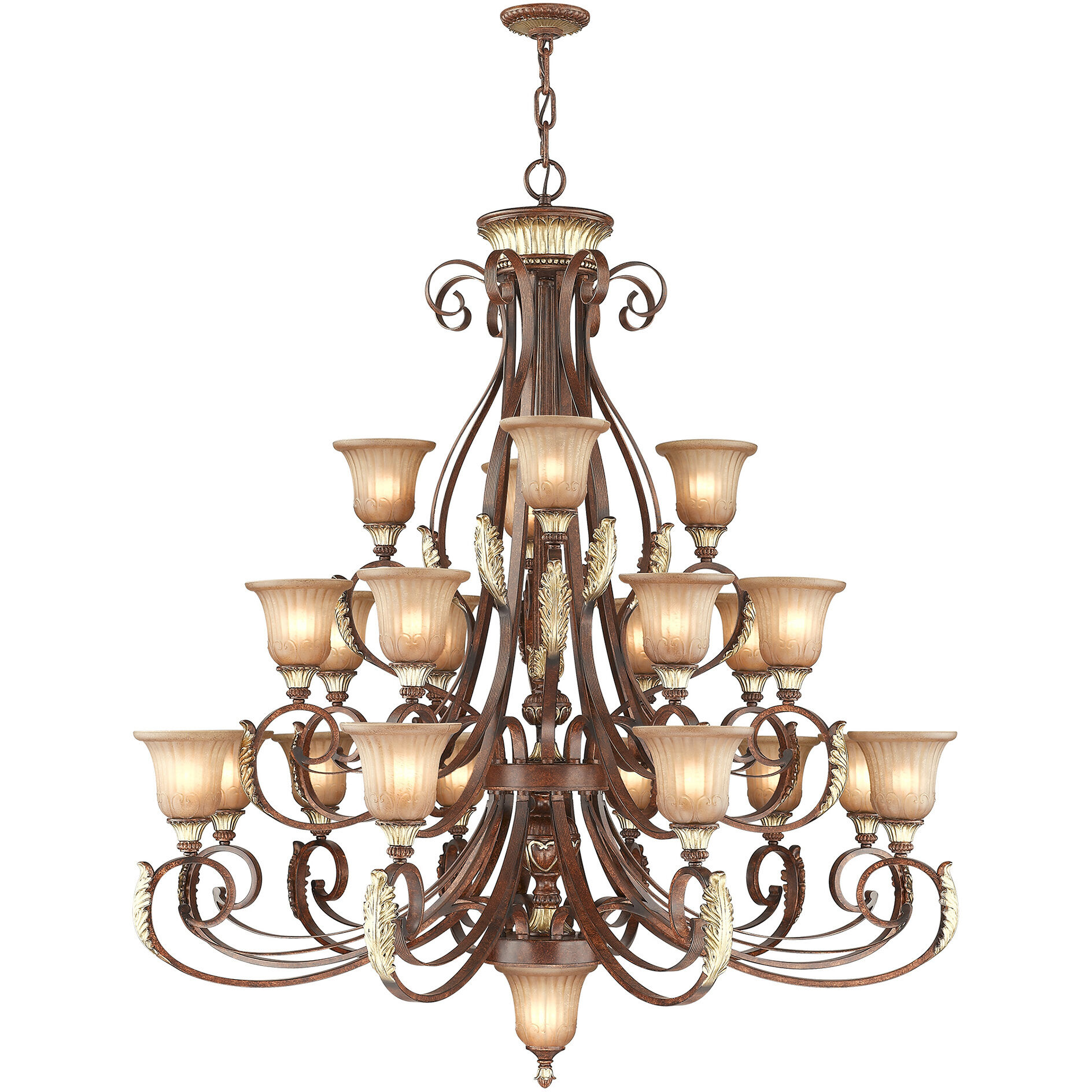 Villa Verona 23 Light 50 inch Verona Bronze with Aged Gold Leaf Accents Chandelier Ceiling Light