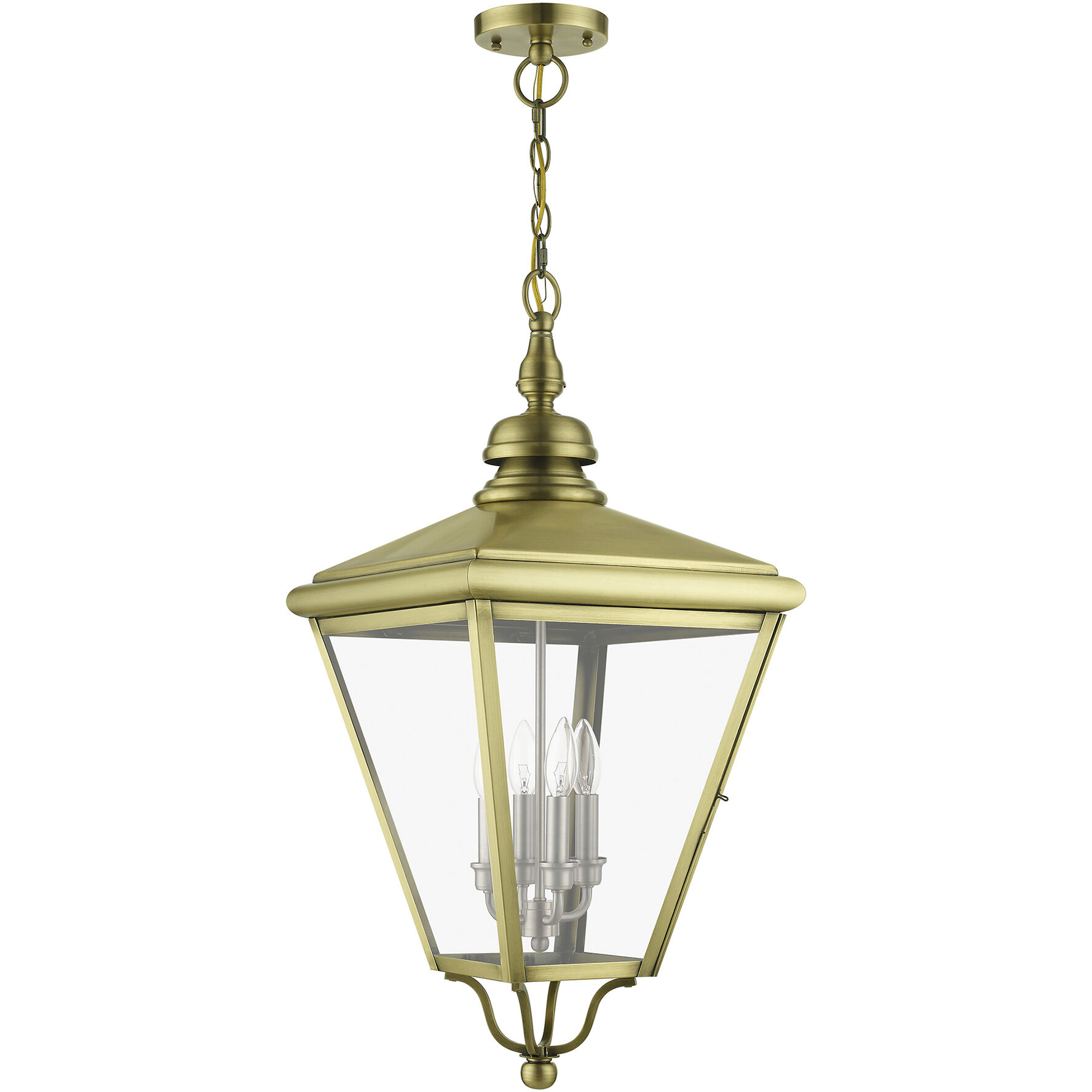 Adams 4 Light 14.25 inch Antique Brass with Brushed Nickel Finish Cluster Outdoor Extra Large Pendant Lantern Ceiling Light