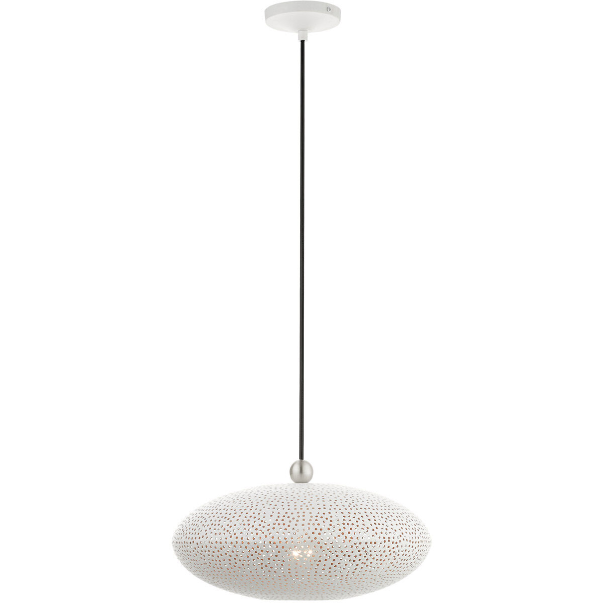 Dublin 1 Light 16 inch White with Brushed Nickel Accents Pendant Ceiling Light