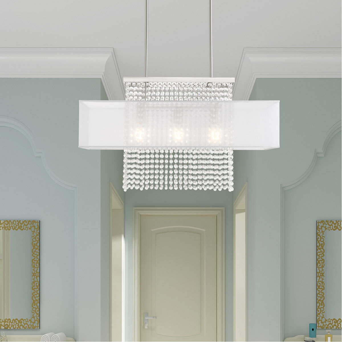 Bella Vista 3 Light 30 inch Brushed Nickel Linear Chandelier Ceiling Light