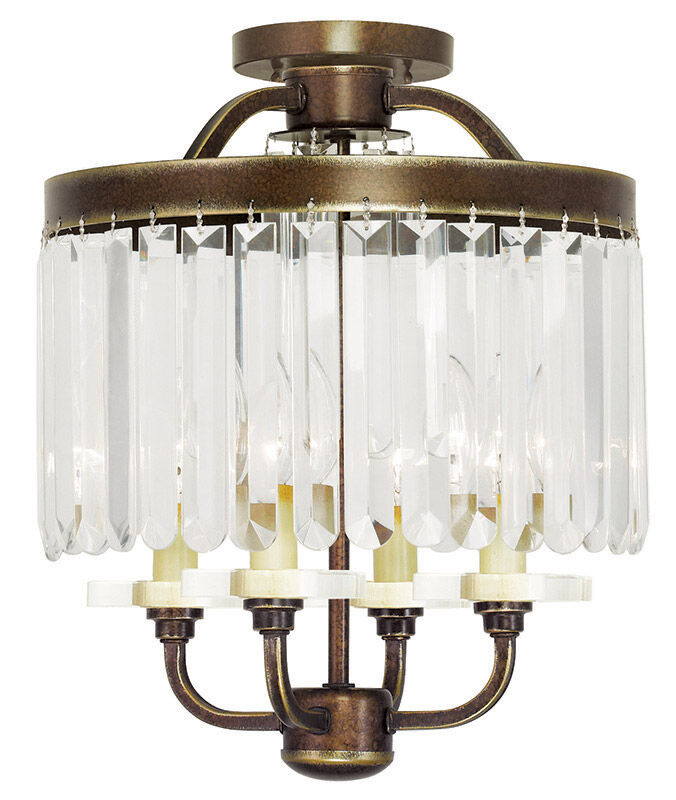 Ashton 4 Light 13 inch Hand Painted Palacial Bronze Convertible Mini Chandelier/Ceiling Mount Ceiling Light