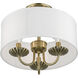 Brookdale 3 Light 13 inch Antique Brass Semi-Flush Mount Ceiling Light