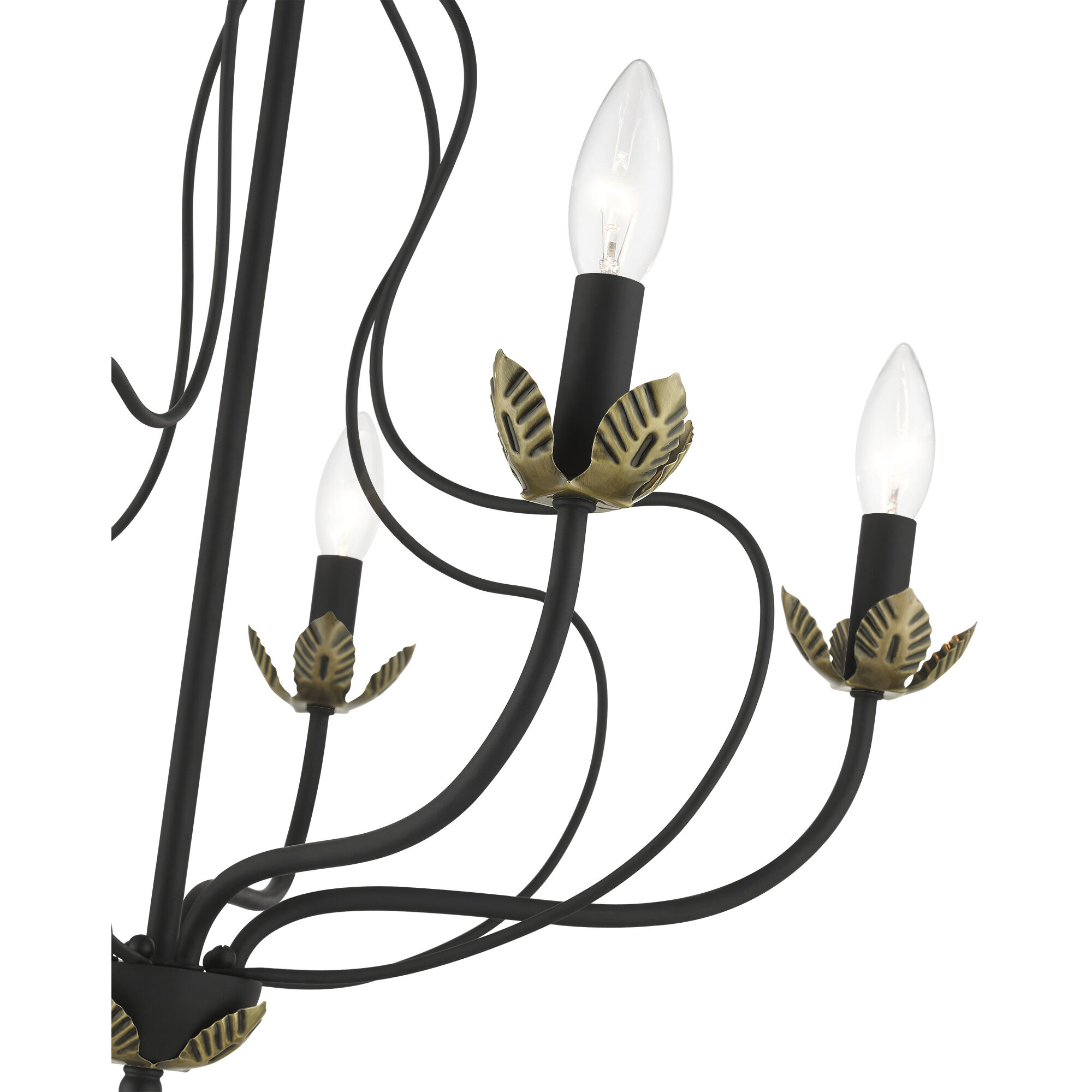 Katarina 5 Light 23 inch Black with Antique Brass Accents Chandelier Ceiling Light