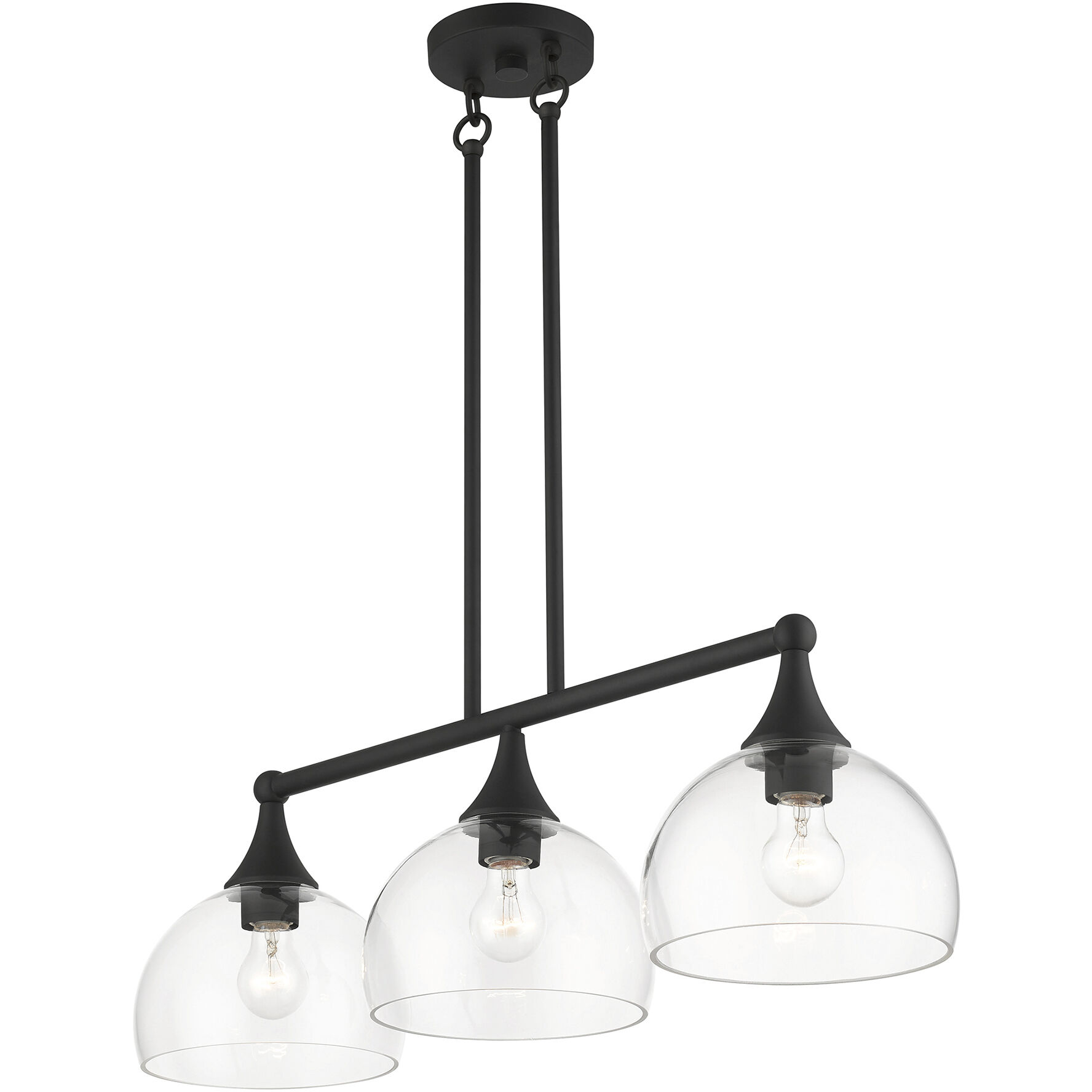 Glendon 3 Light 30 inch Black Linear Chandelier Ceiling Light