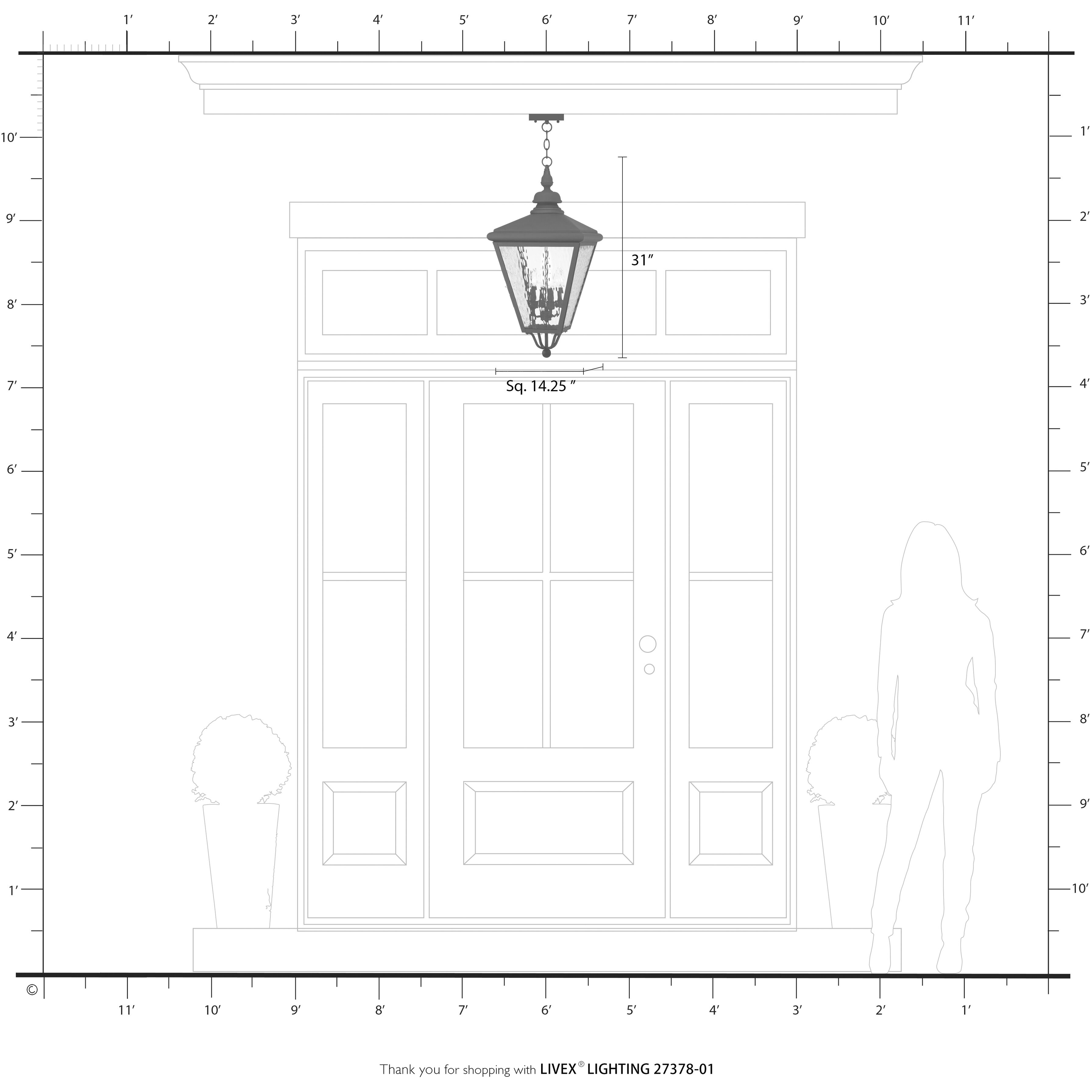 Adams 4 Light 14.25 inch Antique Brass with Brushed Nickel Finish Cluster Outdoor Extra Large Pendant Lantern Ceiling Light