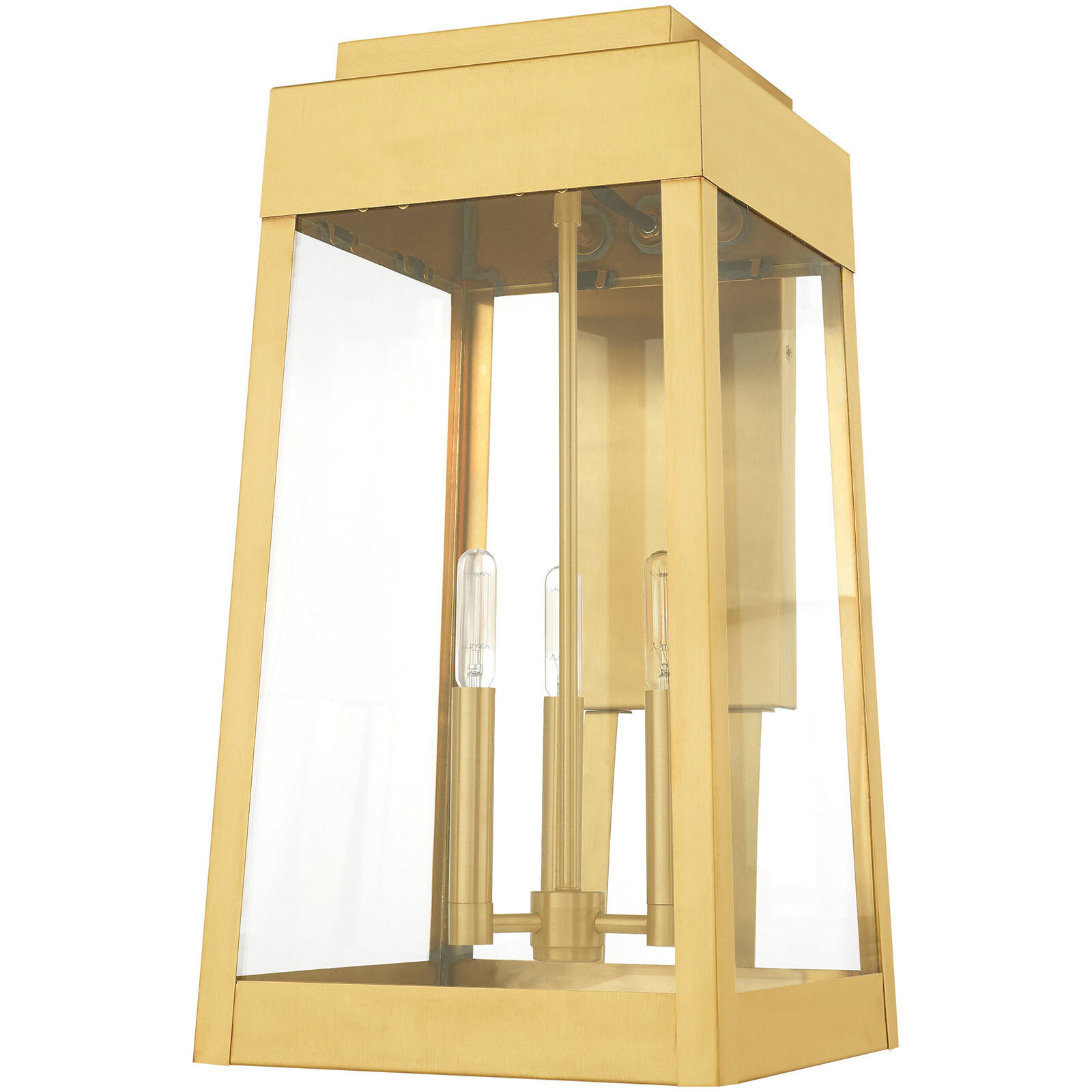 Oslo 3 Light 20 inch Satin Brass Outdoor Wall Lantern