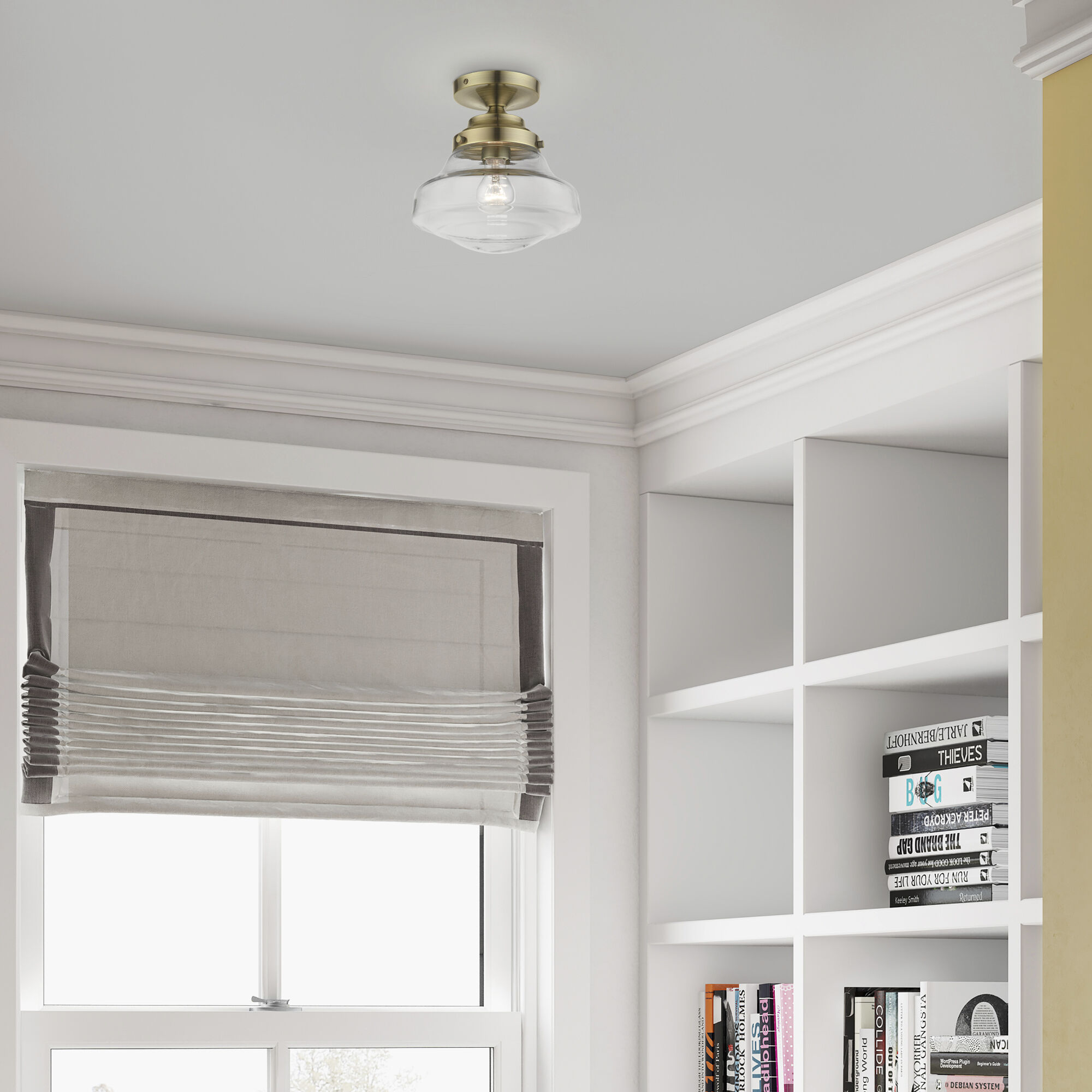 Avondale 1 Light 9 inch Antique Brass Semi-Flush Ceiling Light