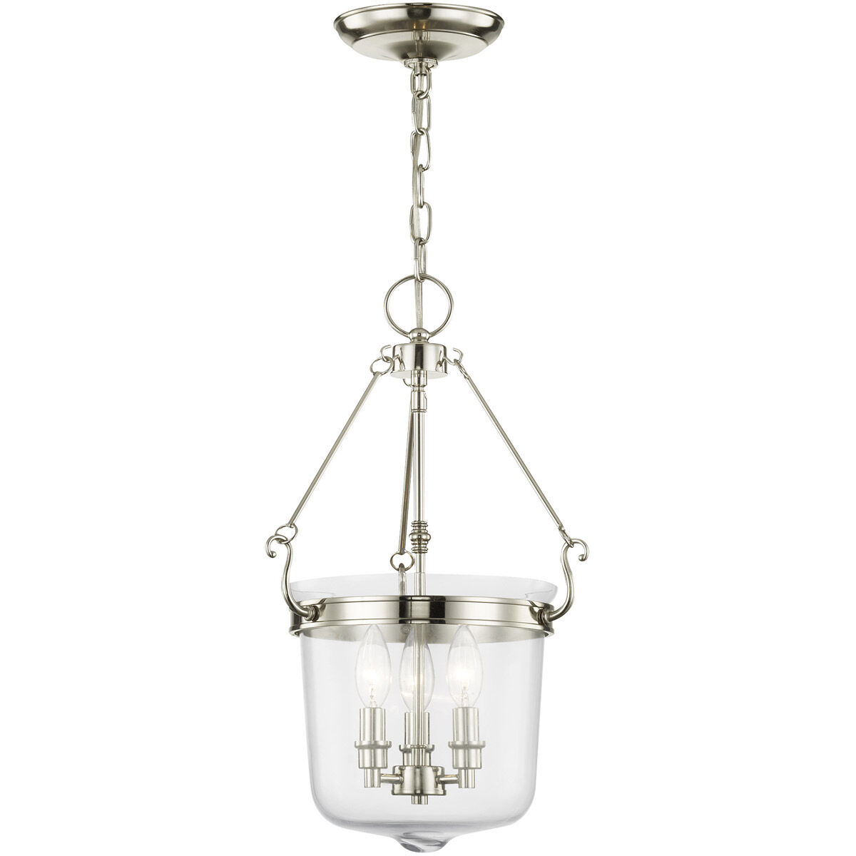 Rockford 3 Light 12 inch Polished Nickel Pendant Ceiling Light