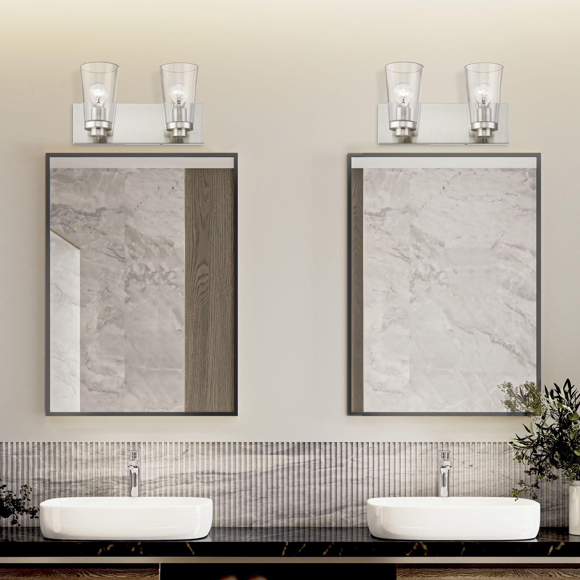 Cityview 2 Light 14 inch Brushed Nickel Vanity Sconce Wall Light