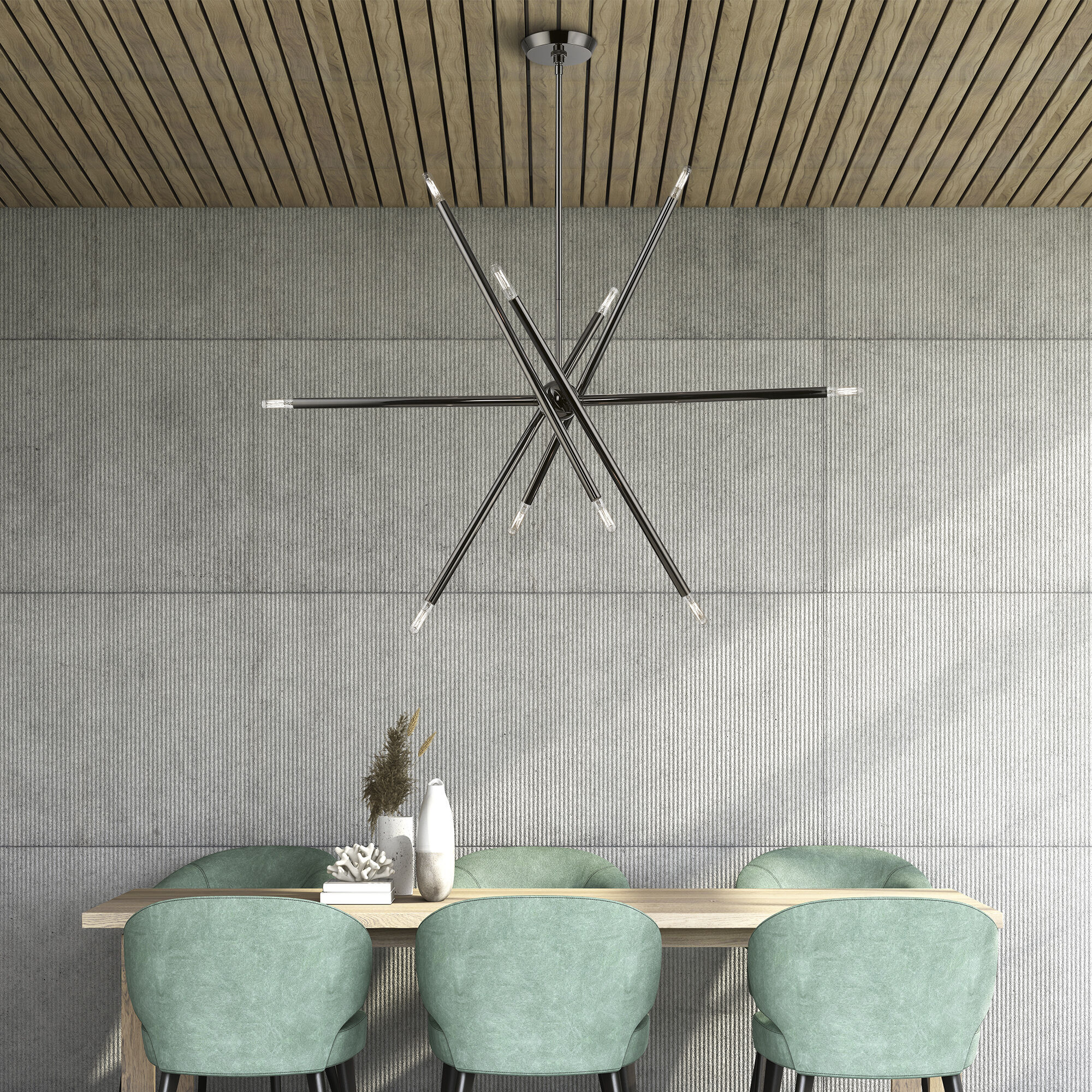 Soho Linear Chandelier Ceiling Light in Black Chrome