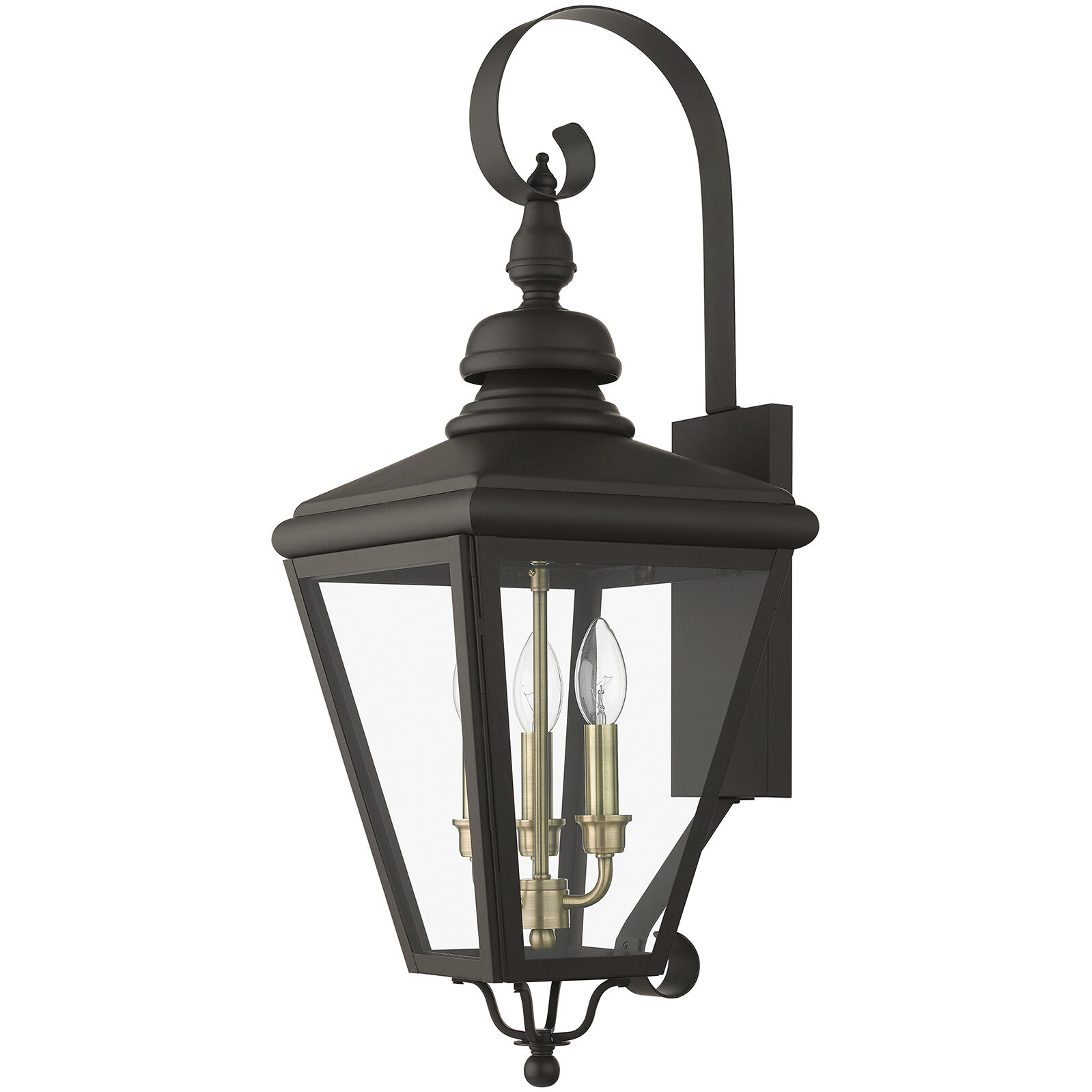 Adams 3 Light 10.63 inch Bronze with Antique Brass Finish Cluster Outdoor Large Wall Lantern Wall Light