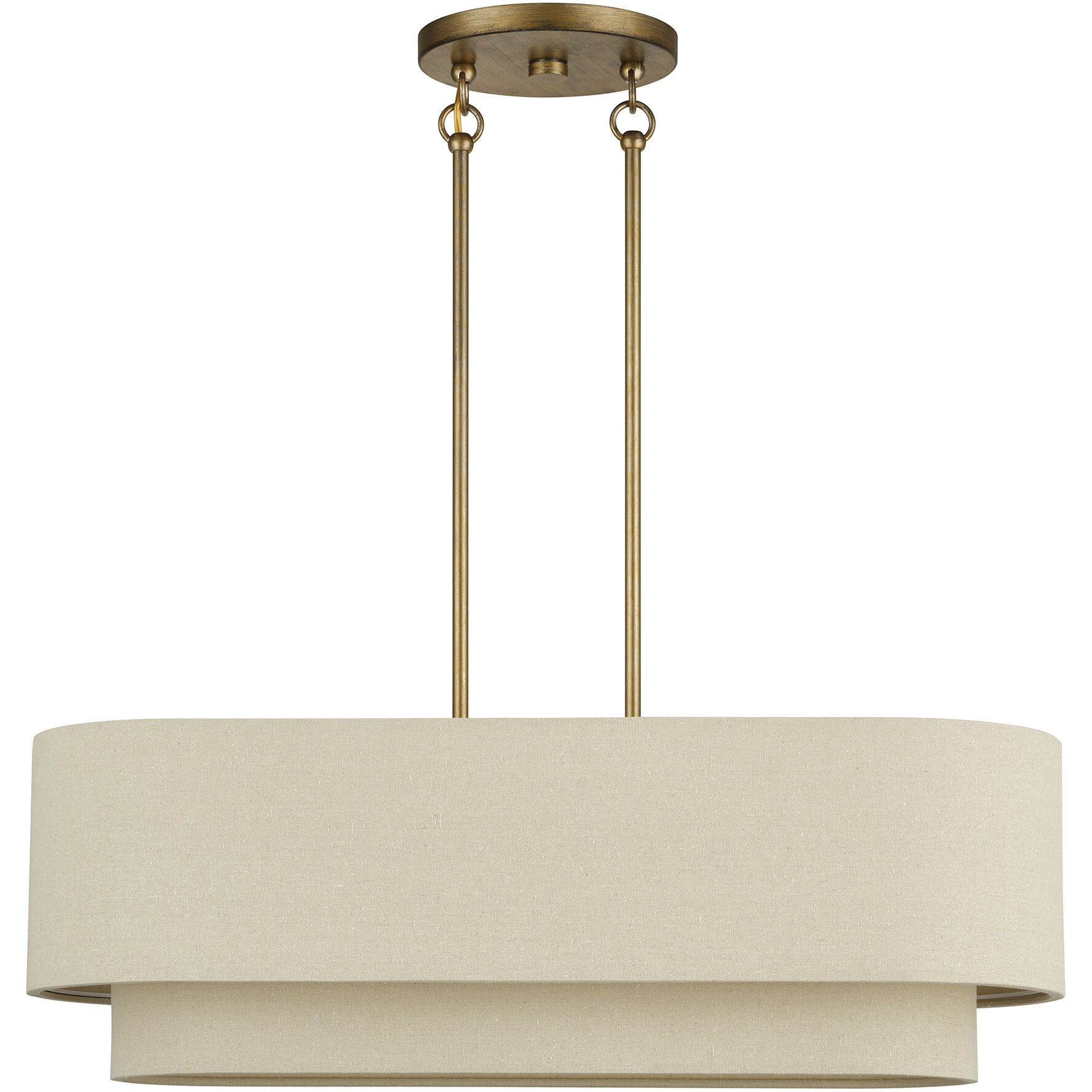 Bellingham 3 Light 30 inch Antique Gold Leaf Linear Chandelier Ceiling Light, Medium