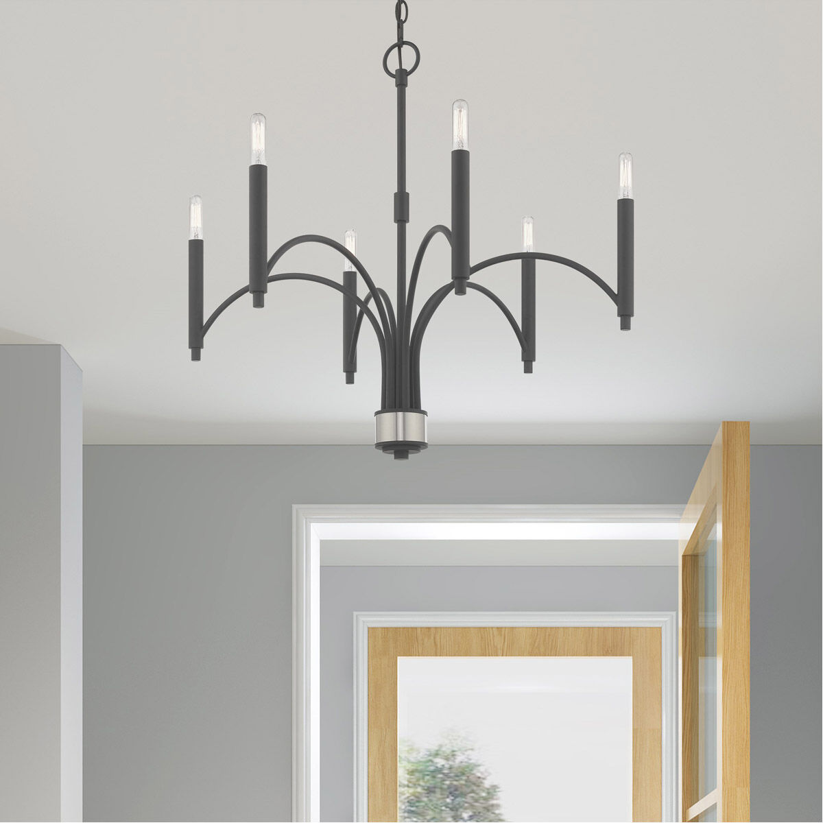 Wisteria 6 Light 26 inch Scandinavian Gray Chandelier Ceiling Light