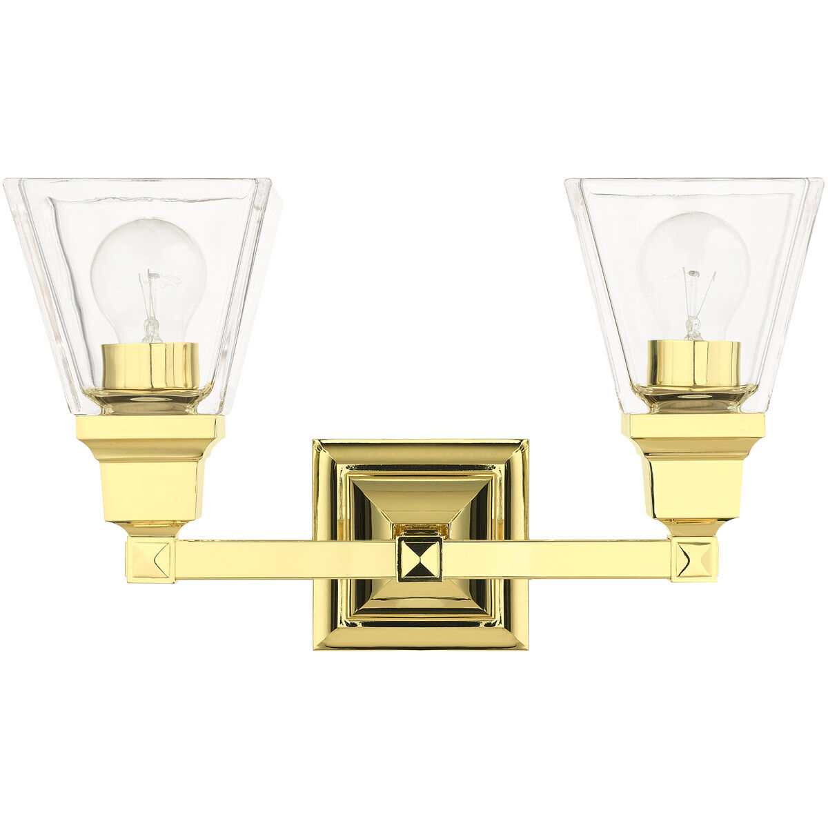 Mission 2 Light 15 inch Polished Brass Vanity Sconce Wall Light