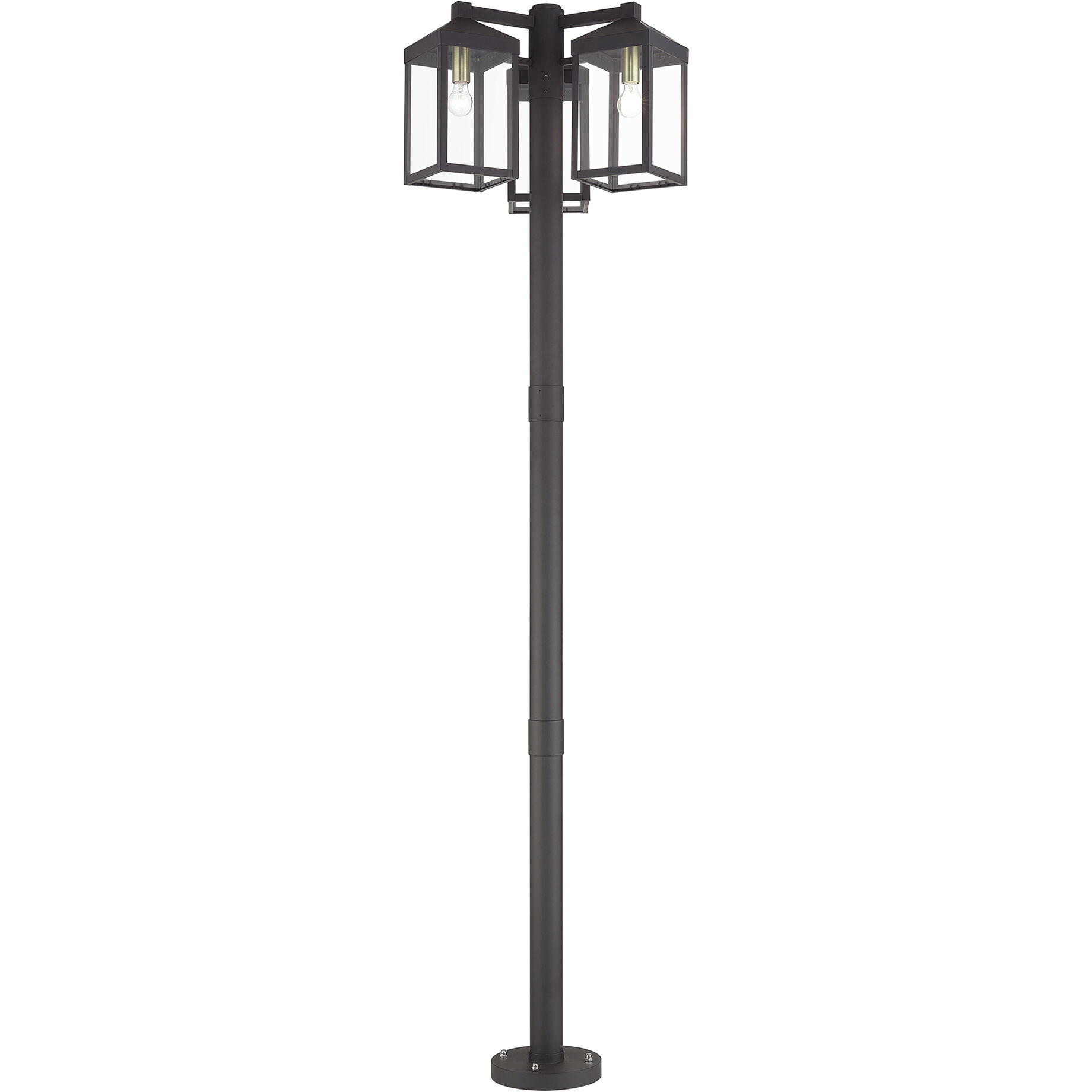 Nyack 3 Light 96.25 inch Bronze with Antique Brass Accents Outdoor 3 Head Post Light